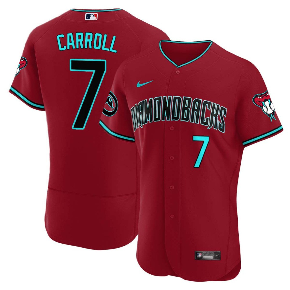Corbin Carroll Men's Arizona Diamondbacks 2024 Flex Base Red Alternate Jersey - All Stitched