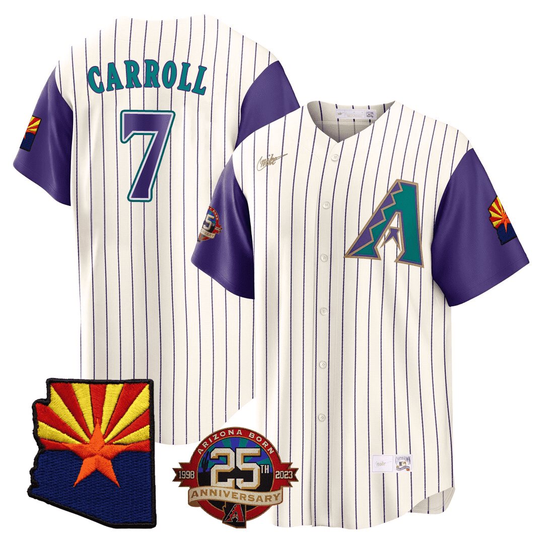 Corbin Carroll Men's Arizona Diamondbacks Throwback - Arizona State & 25th Anniversary Patch Jersey - All Stitched