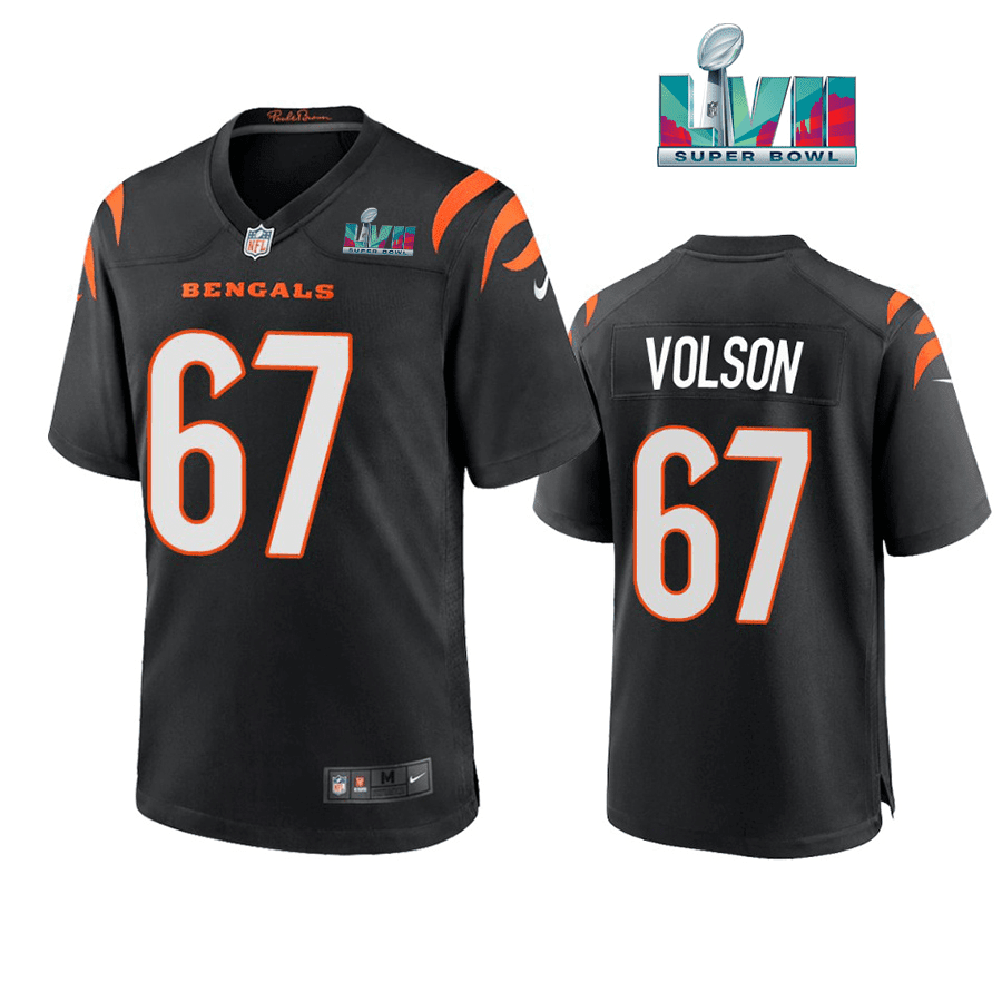 Cordell Volson 67 Cincinnati Bengals Super Bowl LVII Men Game Stitched Jersey- Black