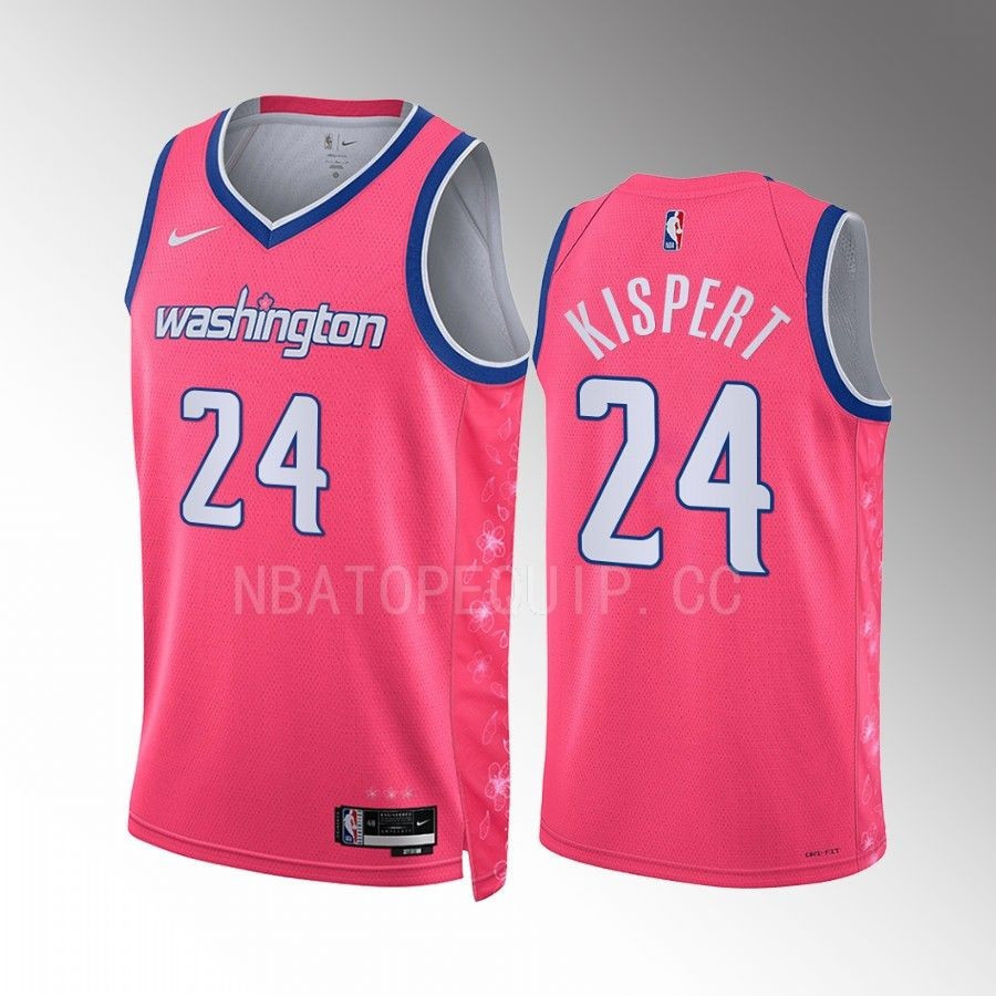 Corey Kispert 24 2022-23 Washington Wizards Pink City Edition Stitched Jersey Cherry Blossom