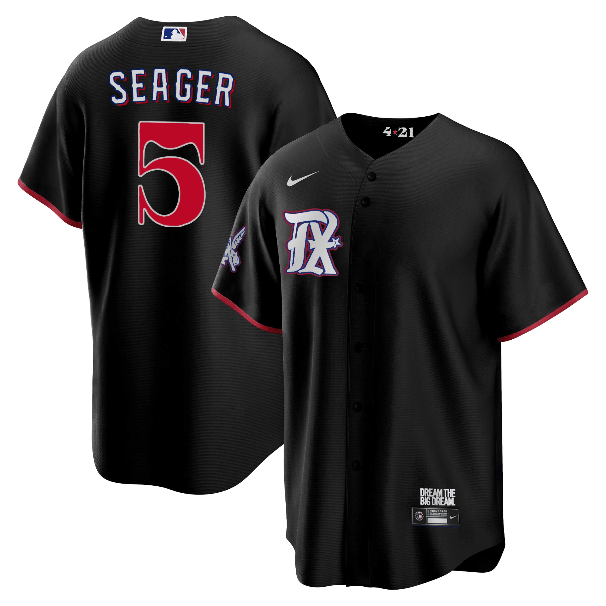 Corey Seager Men's Texas Rangers 2023 City Connect Collection V3 Cool Black Jersey - All Stitched