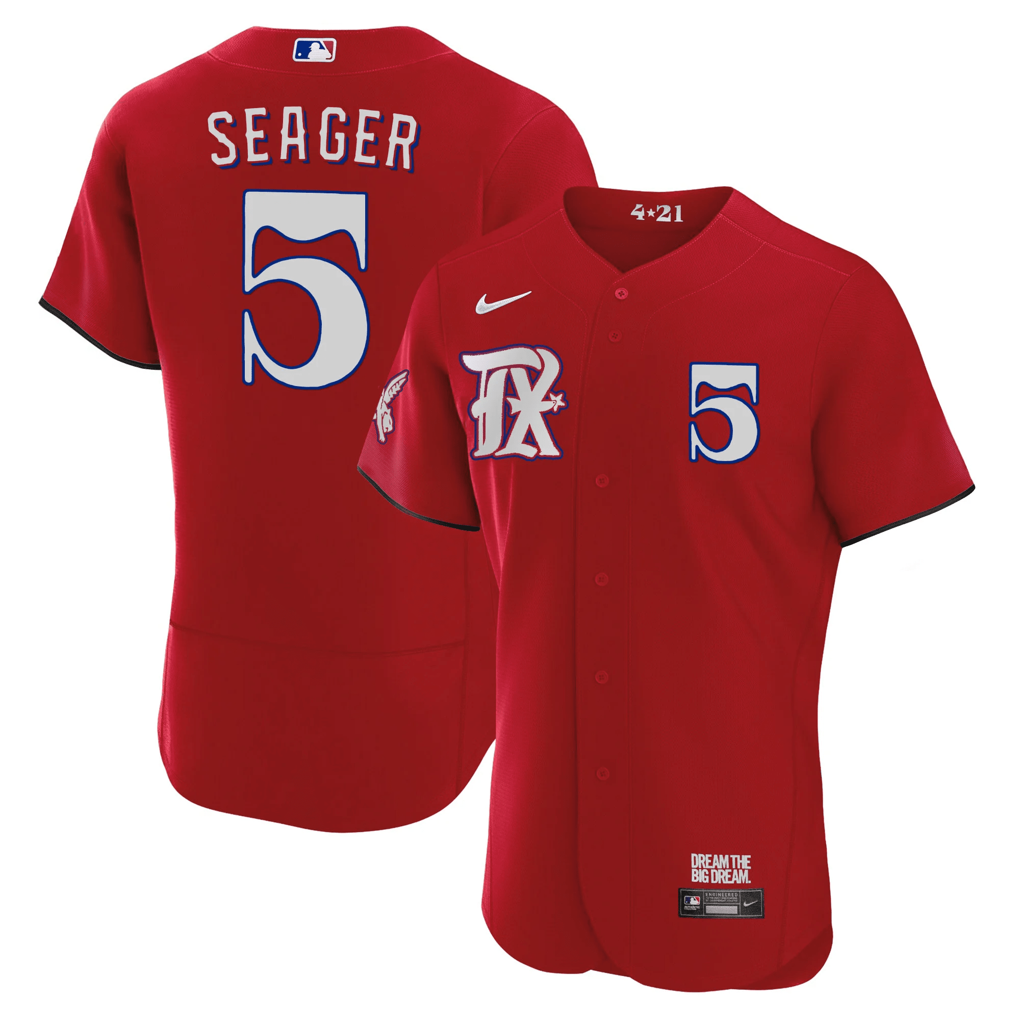 Corey Seager Men's Texas Rangers 2023 City Connect Collection V3 Flex Red Jersey - All Stitched