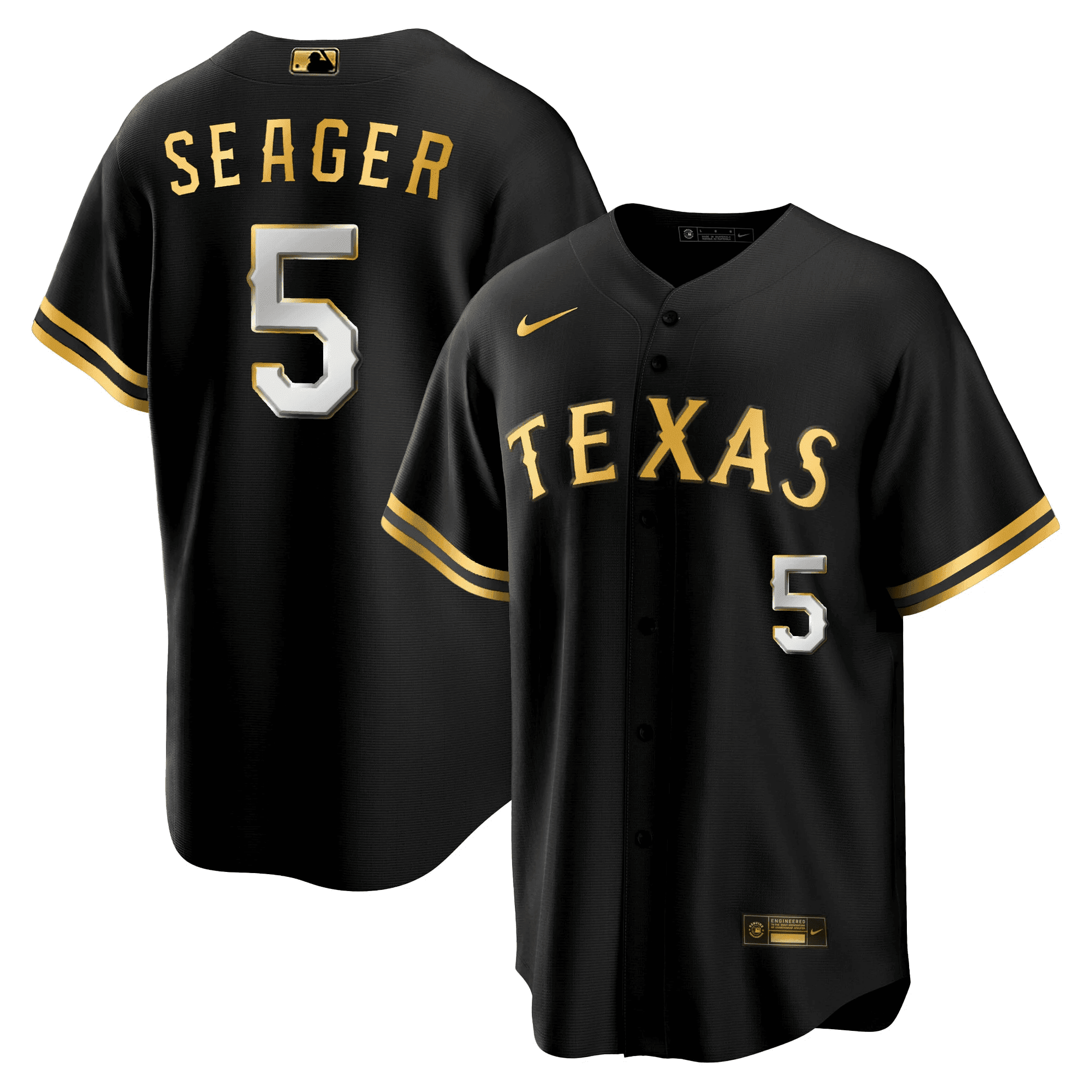 Corey Seager Men's Texas Rangers 2023 Gold Cool Black Jersey - All Stitched