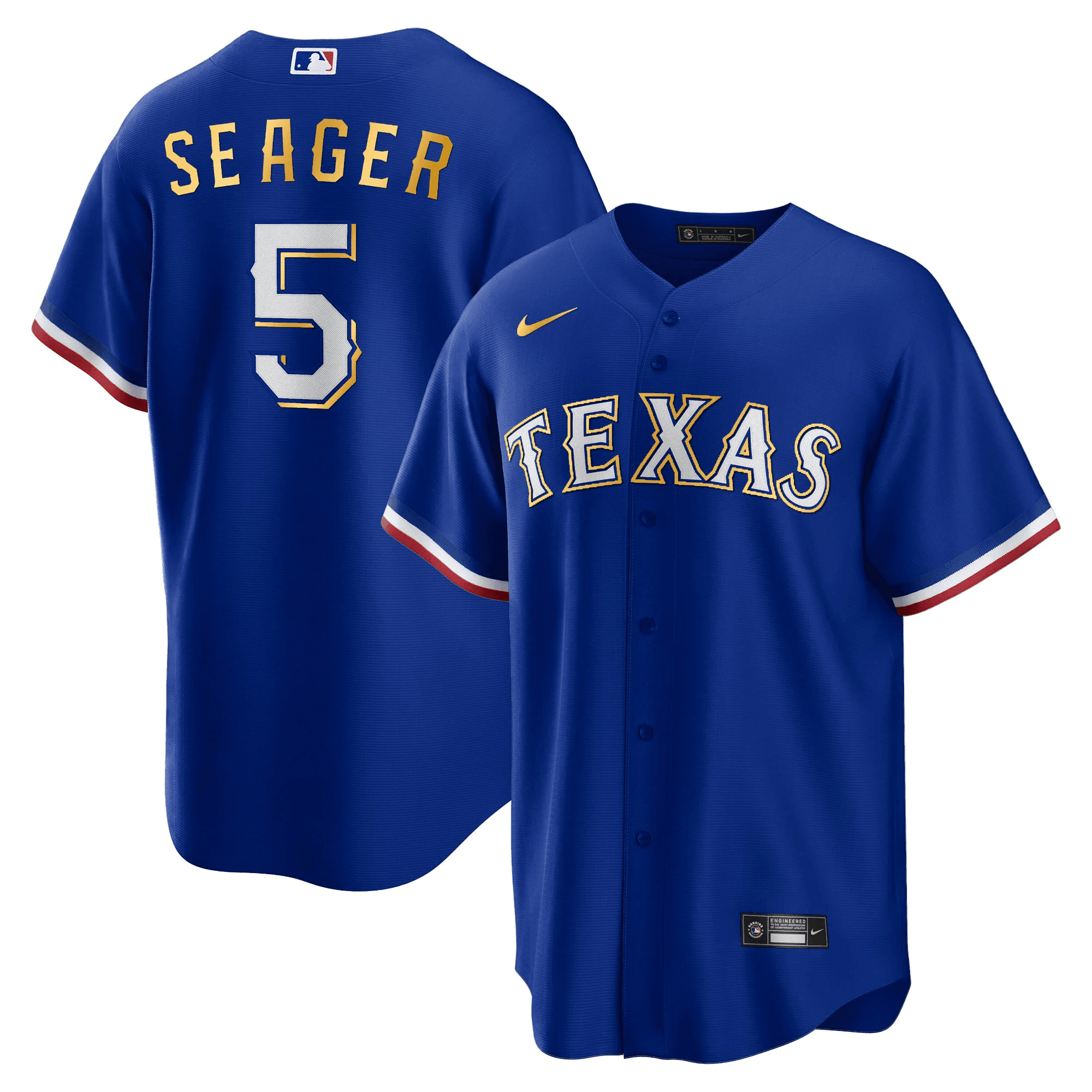 Corey Seager Men's Texas Rangers 2023 Gold Trim Cool Royal Jersey - All Stitched