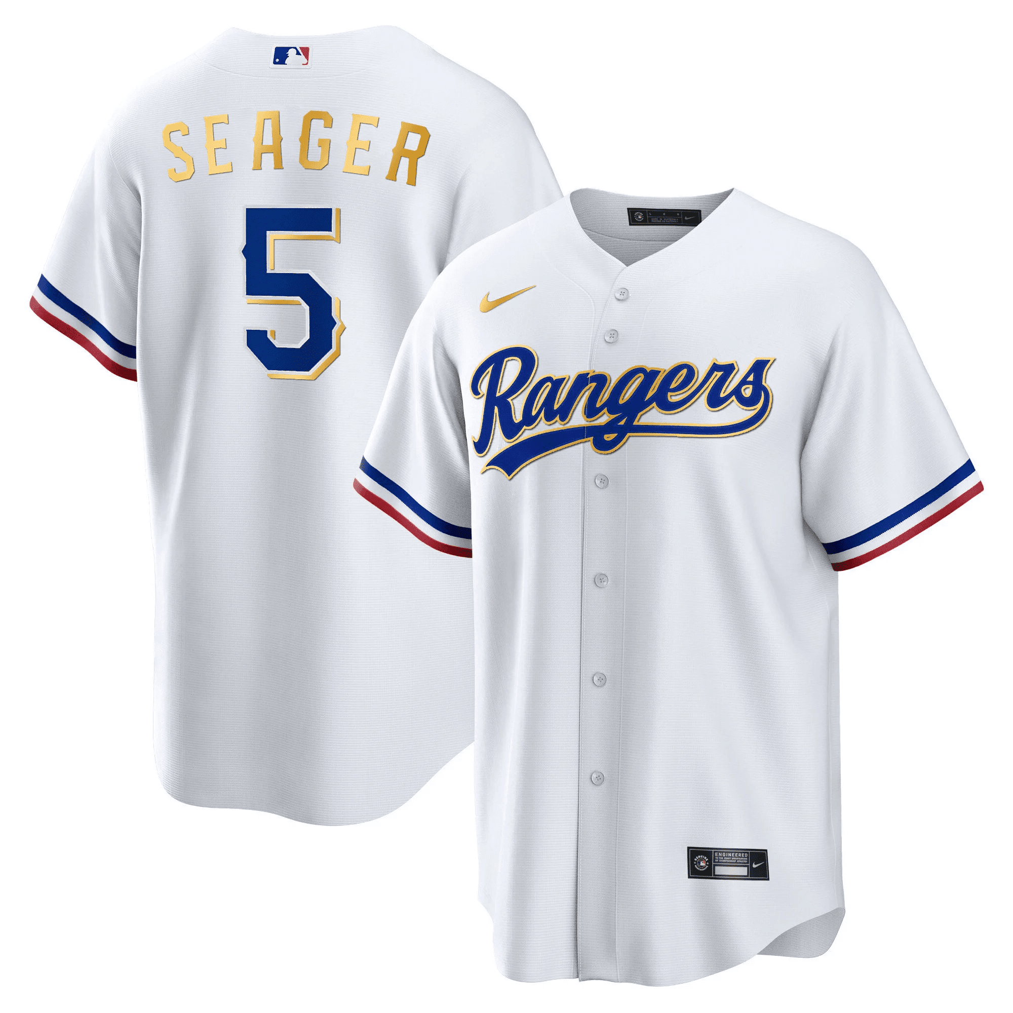 Corey Seager Men's Texas Rangers 2023 Gold Trim Cool White Jersey - All Stitched