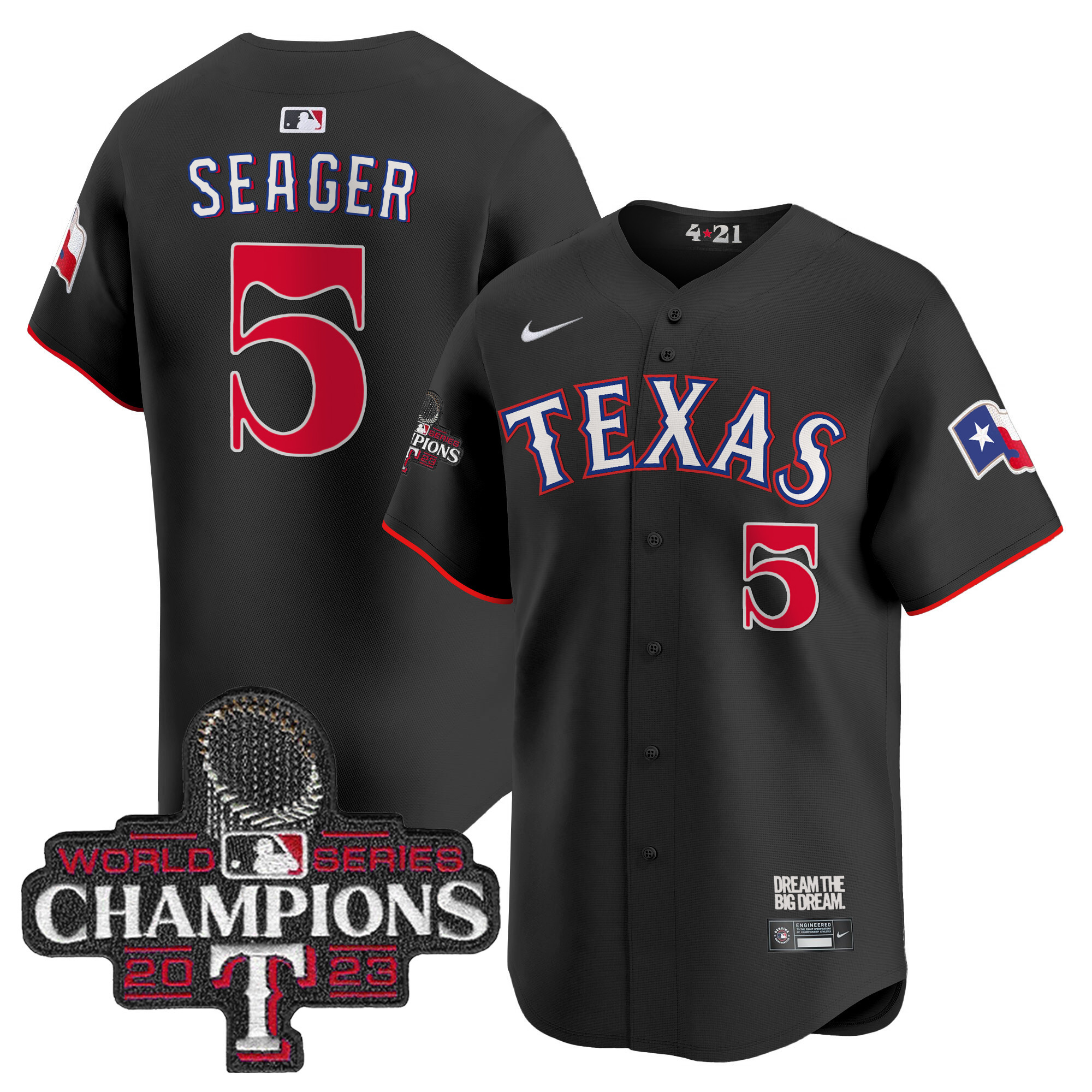 Corey Seager Men's Texas Rangers 2023 World Series Champions City Connect Vapor Premier Limited Black Jersey - All Stitched