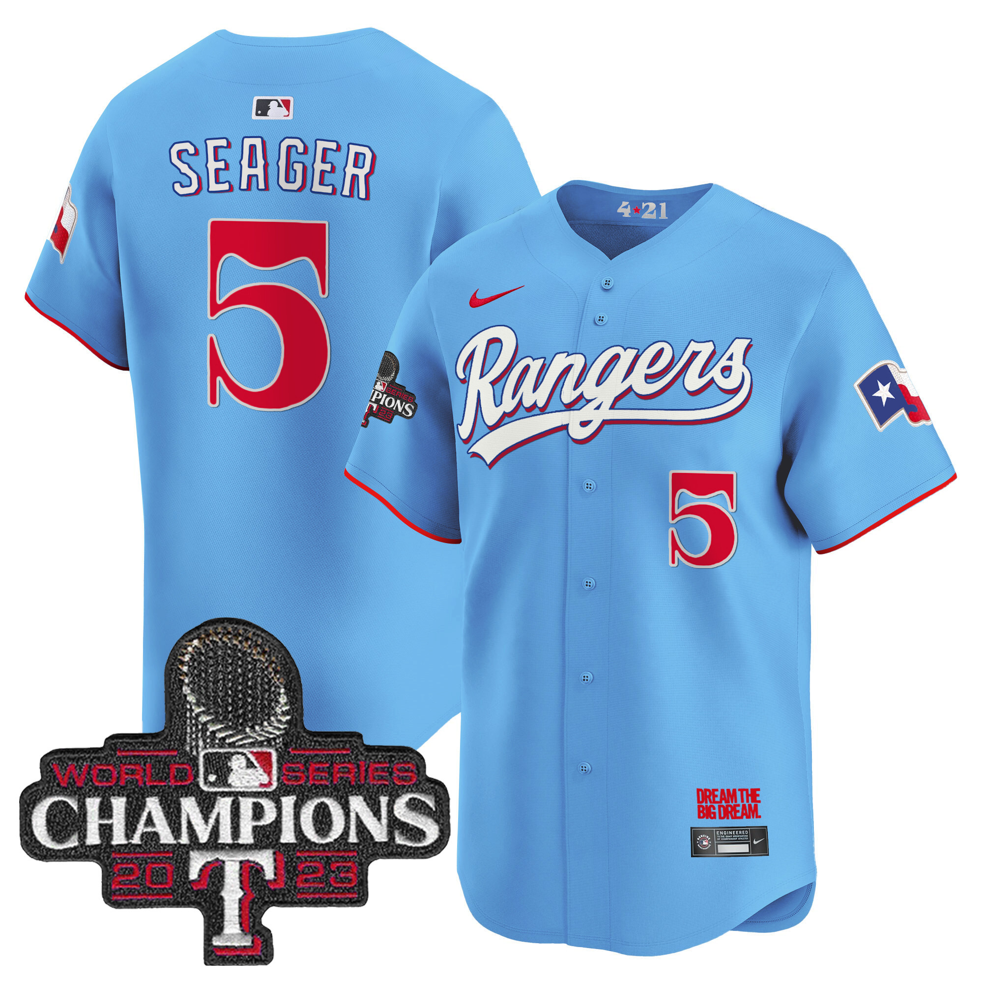 Corey Seager Men's Texas Rangers 2023 World Series Champions City Connect Vapor Premier Limited Blue Jersey - All Stitched
