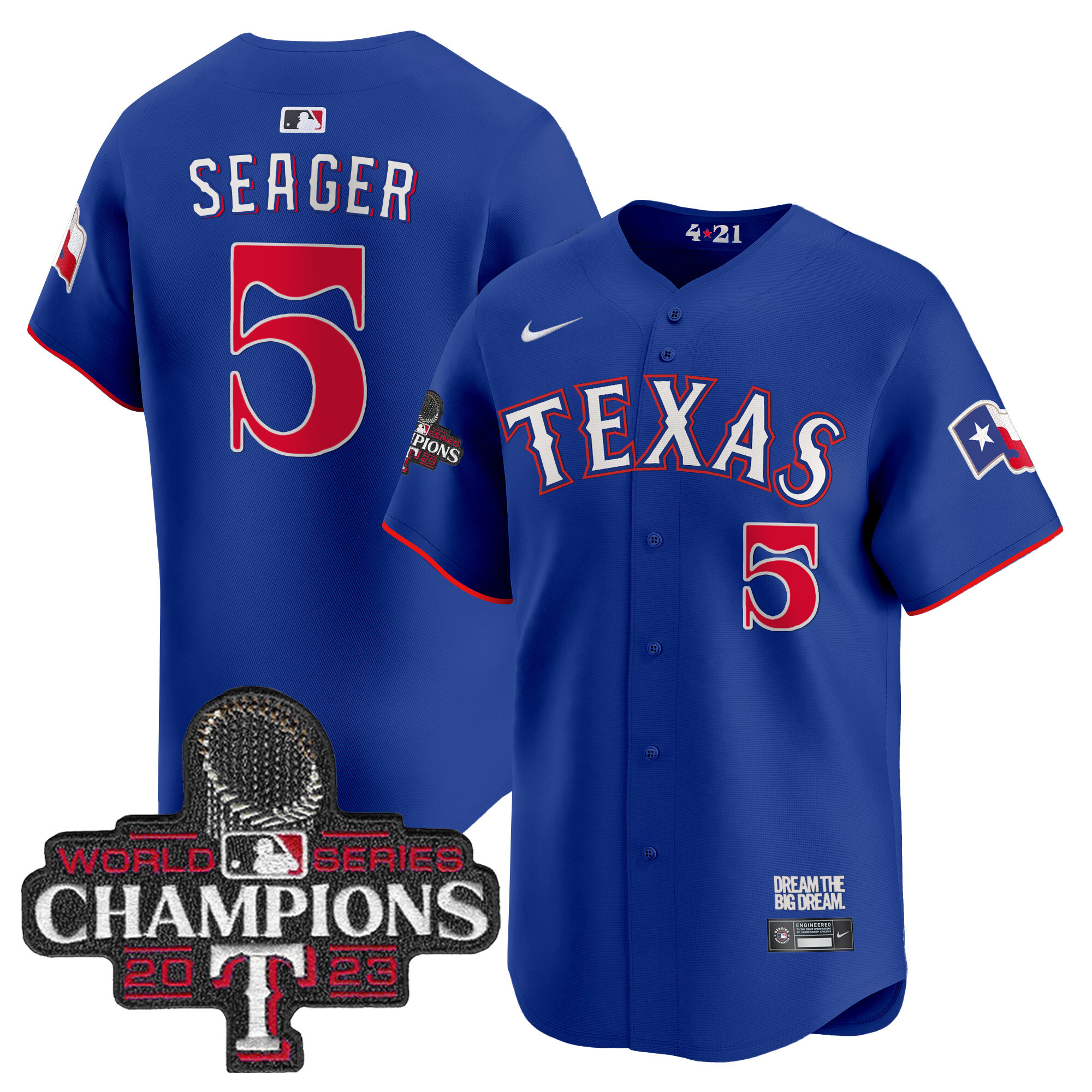 Corey Seager Men's Texas Rangers 2023 World Series Champions City Connect Vapor Premier Limited Royal Jersey - All Stitched