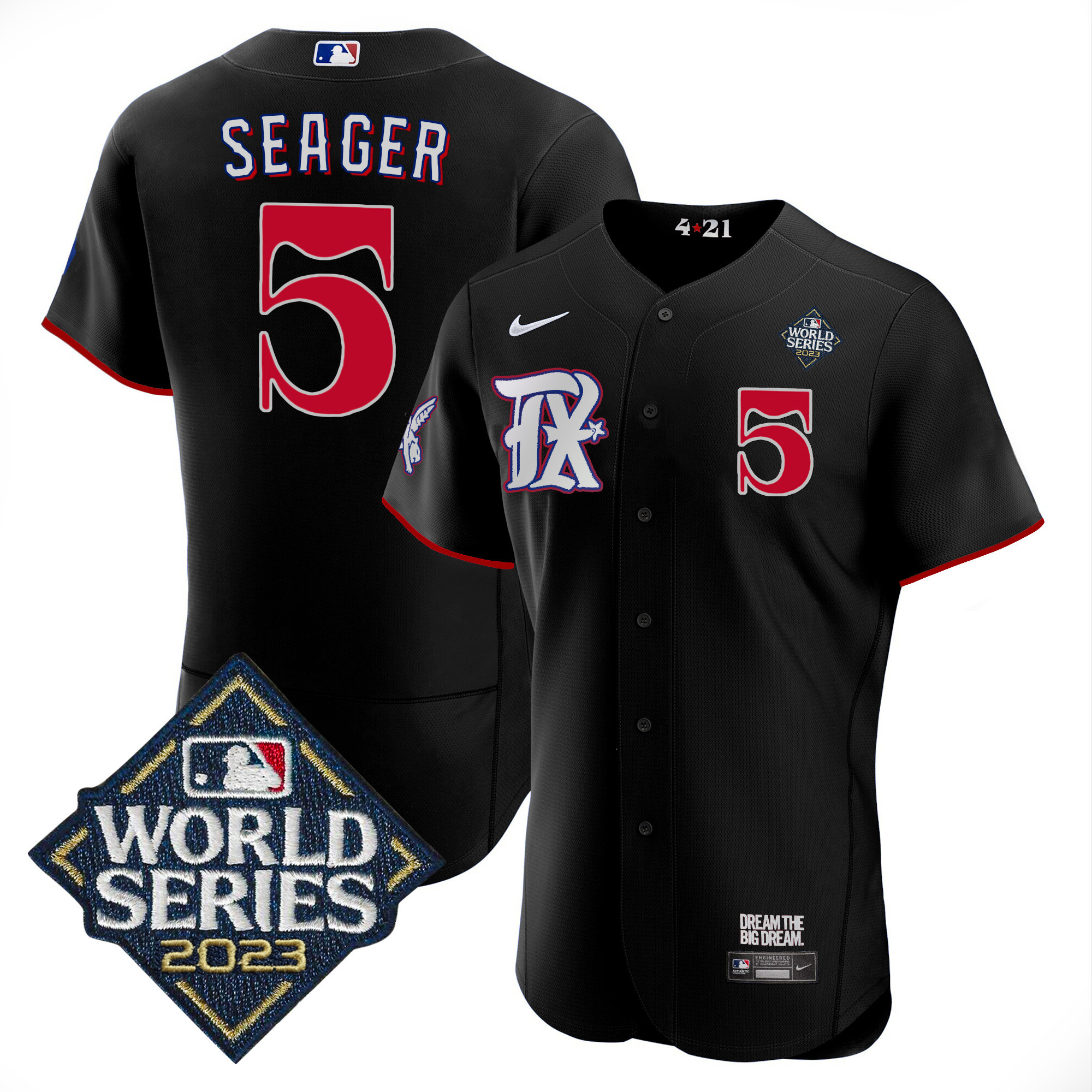 Corey Seager Men's Texas Rangers 2023 World Series City Connect Flex Base Black Jersey - All Stitched