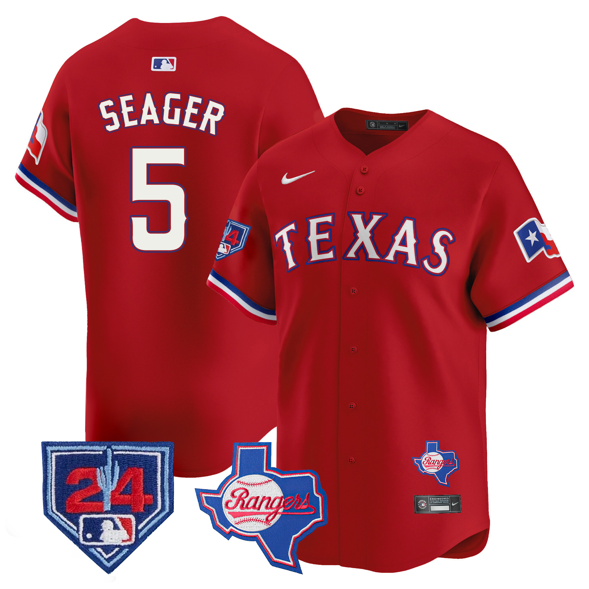 Corey Seager Men's Texas Rangers 2024 Spring Training Patch Vapor Premier Limited Red Jersey - All Stitched