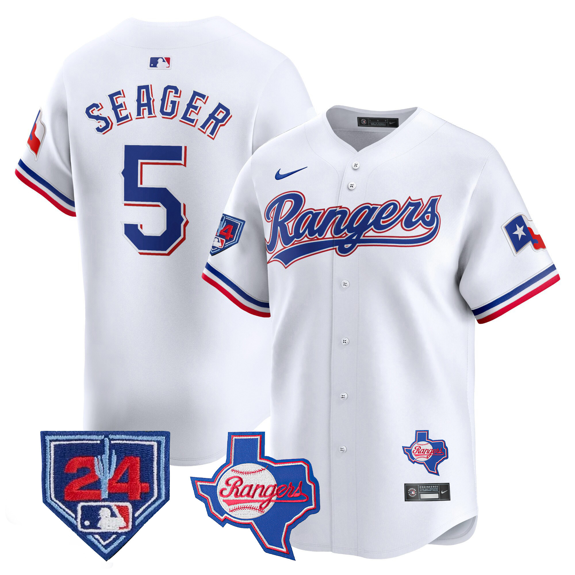 Corey Seager Men's Texas Rangers 2024 Spring Training Patch Vapor Premier Limited White Jersey - All Stitched