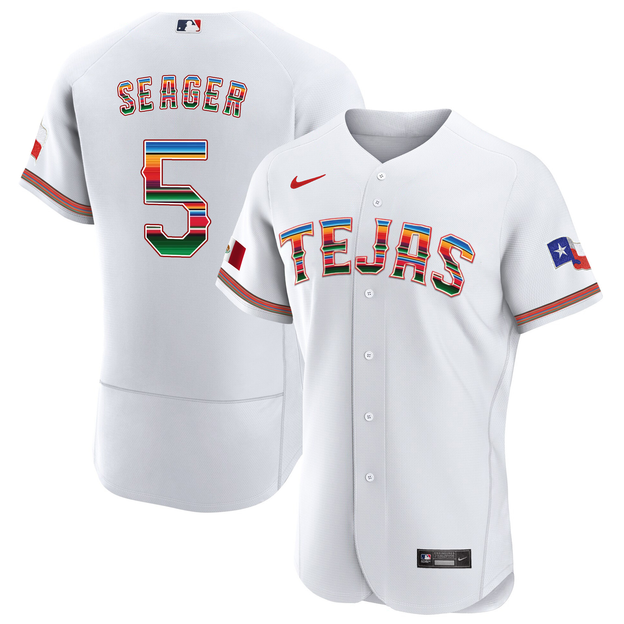 Corey Seager Men's Texas Rangers Mexican Flex Base White Jersey - All Stitched