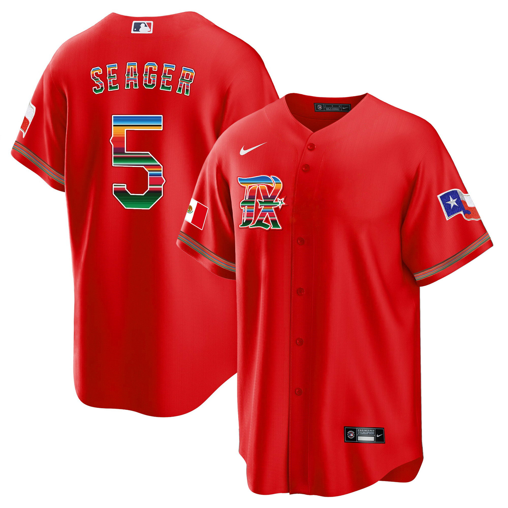 Corey Seager Men's Texas Rangers Mexican Heritage Night Cool Base - City Connect Red Jersey - All Stitched