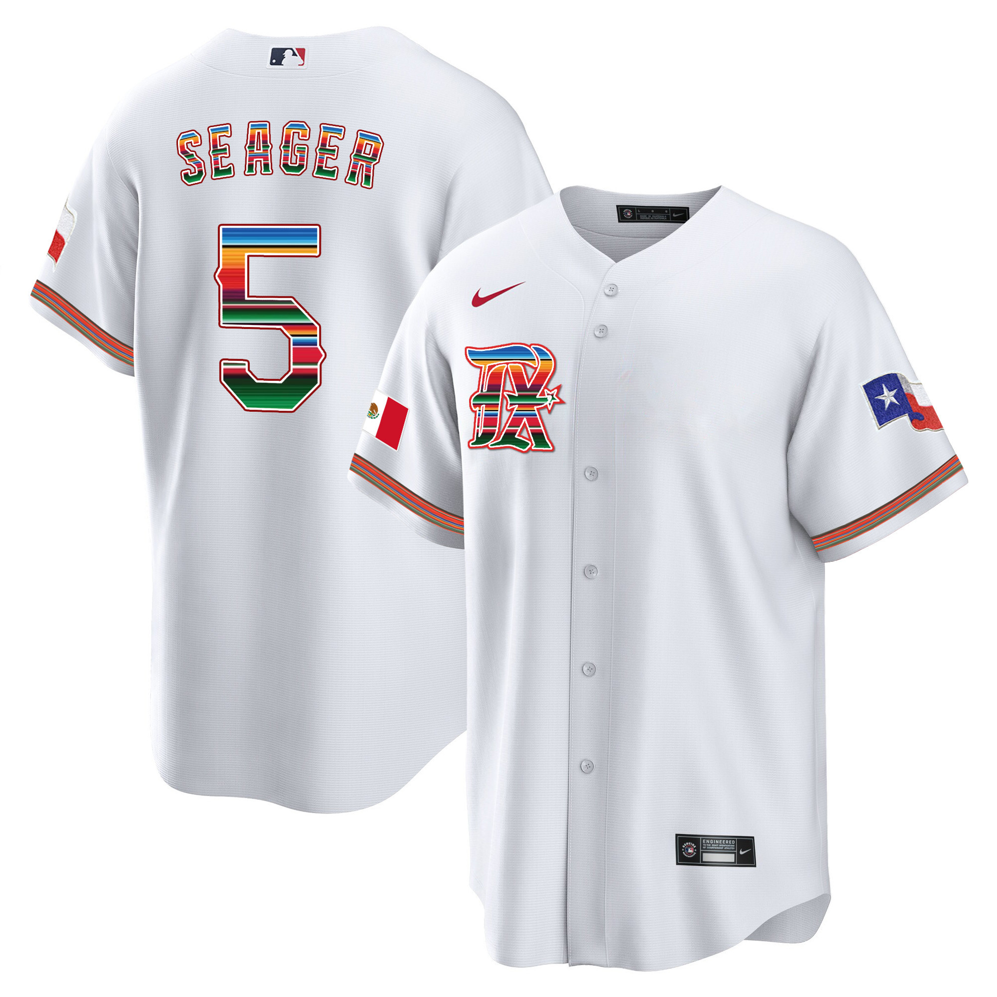 Corey Seager Men's Texas Rangers Mexican Heritage Night Cool Base - City Connect White Jersey - All Stitched