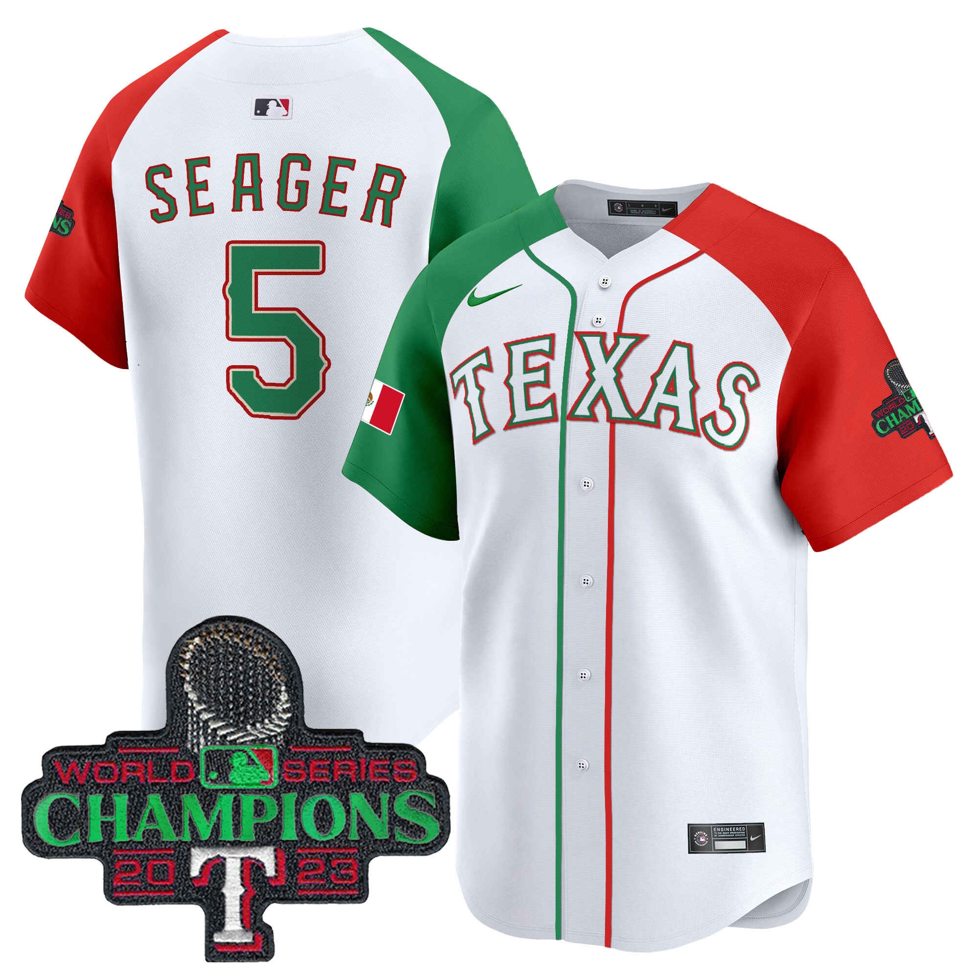 Corey Seager Men's Texas Rangers Mexico Champions Patch Vapor Premier Limited Alternate Jersey - All Stitched