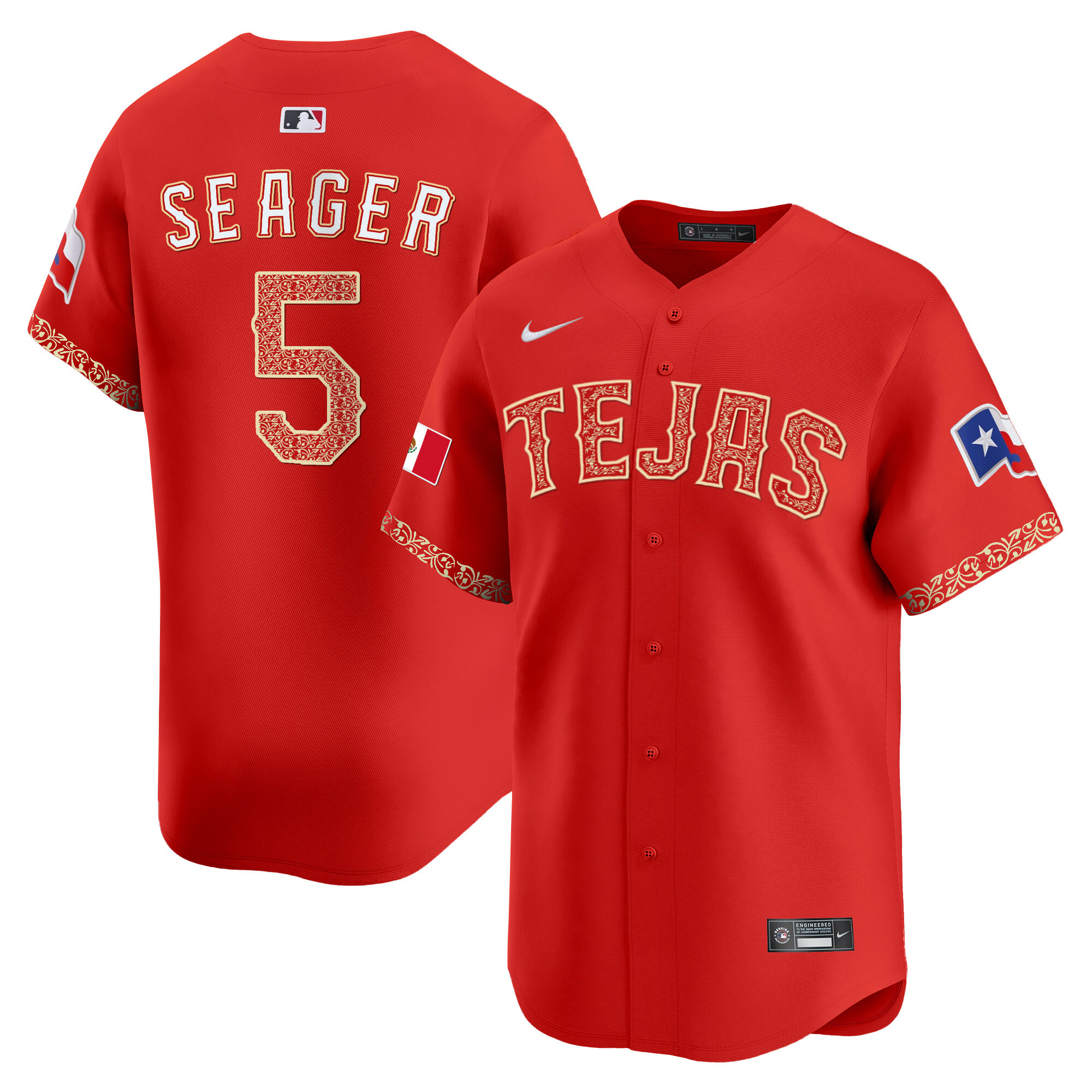 Corey Seager Men's Texas Rangers Mexico Vapor Premier Limited Red Jersey - All Stitched