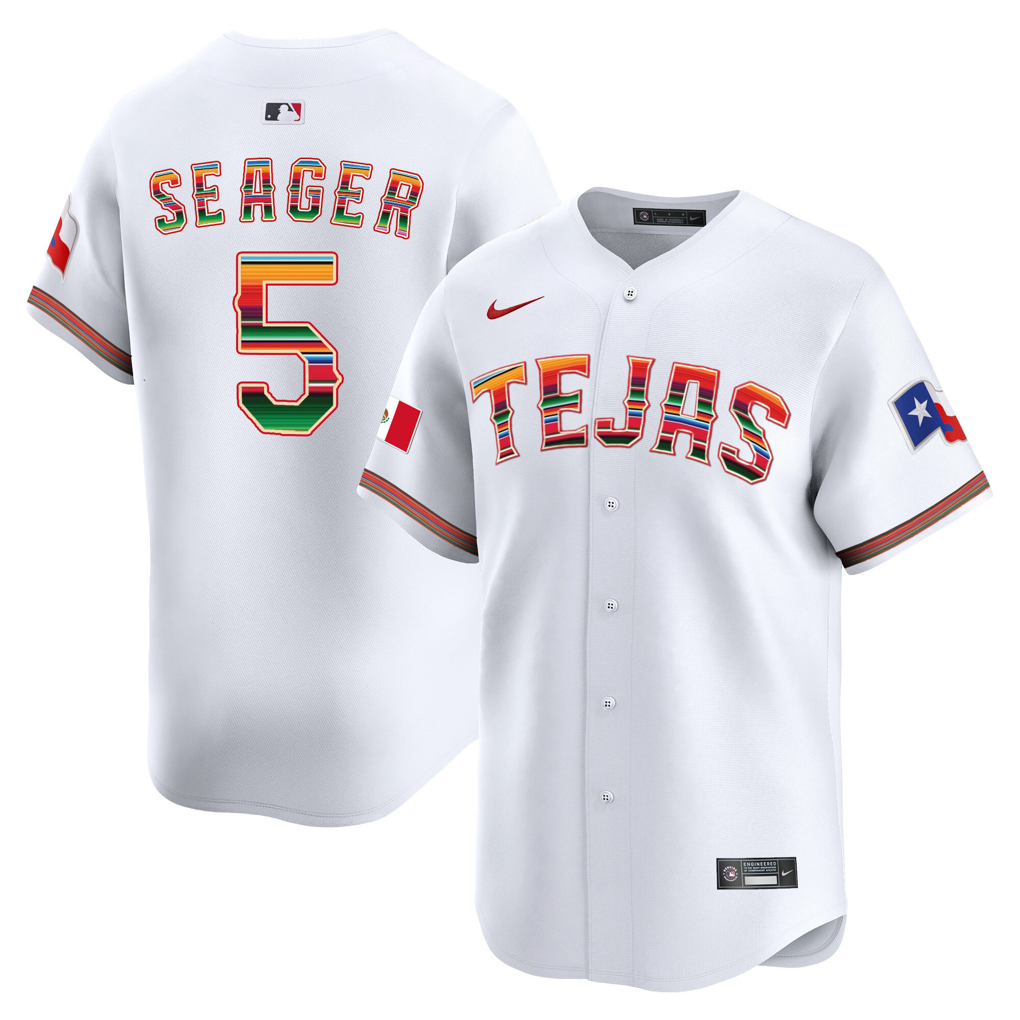 Corey Seager Men's Texas Rangers Mexico Vapor Premier Limited V2 White Jersey - All Stitched