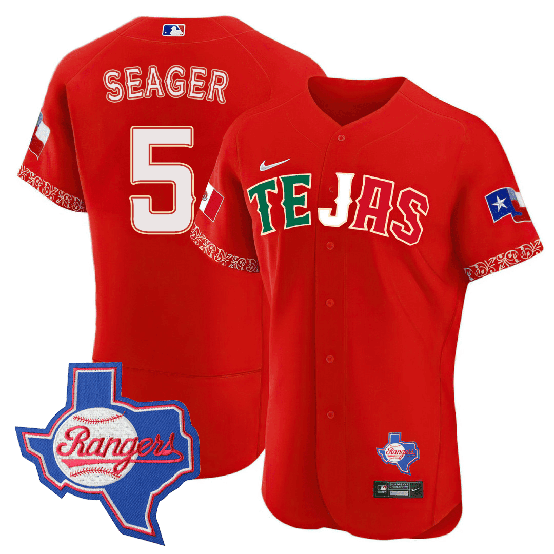 Corey Seager Men's Texas Rangers Special Mexico Texas State Patch Red Jersey - All Stitched