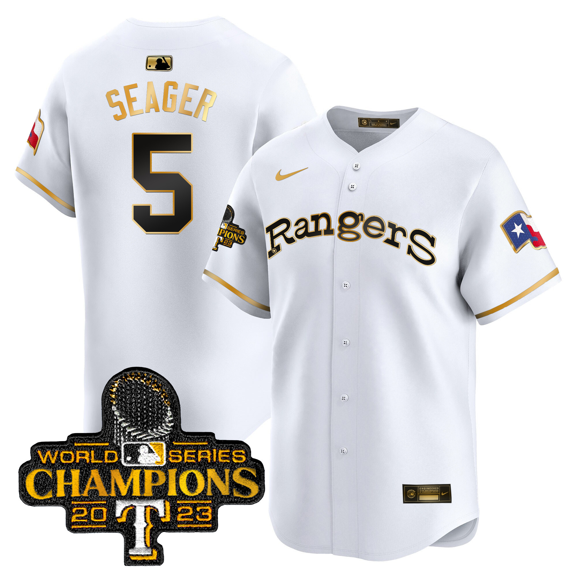 Corey Seager Men's Texas Rangers Throwback 1972 Vapor Premier Limited White Gold Jersey - All Stitched