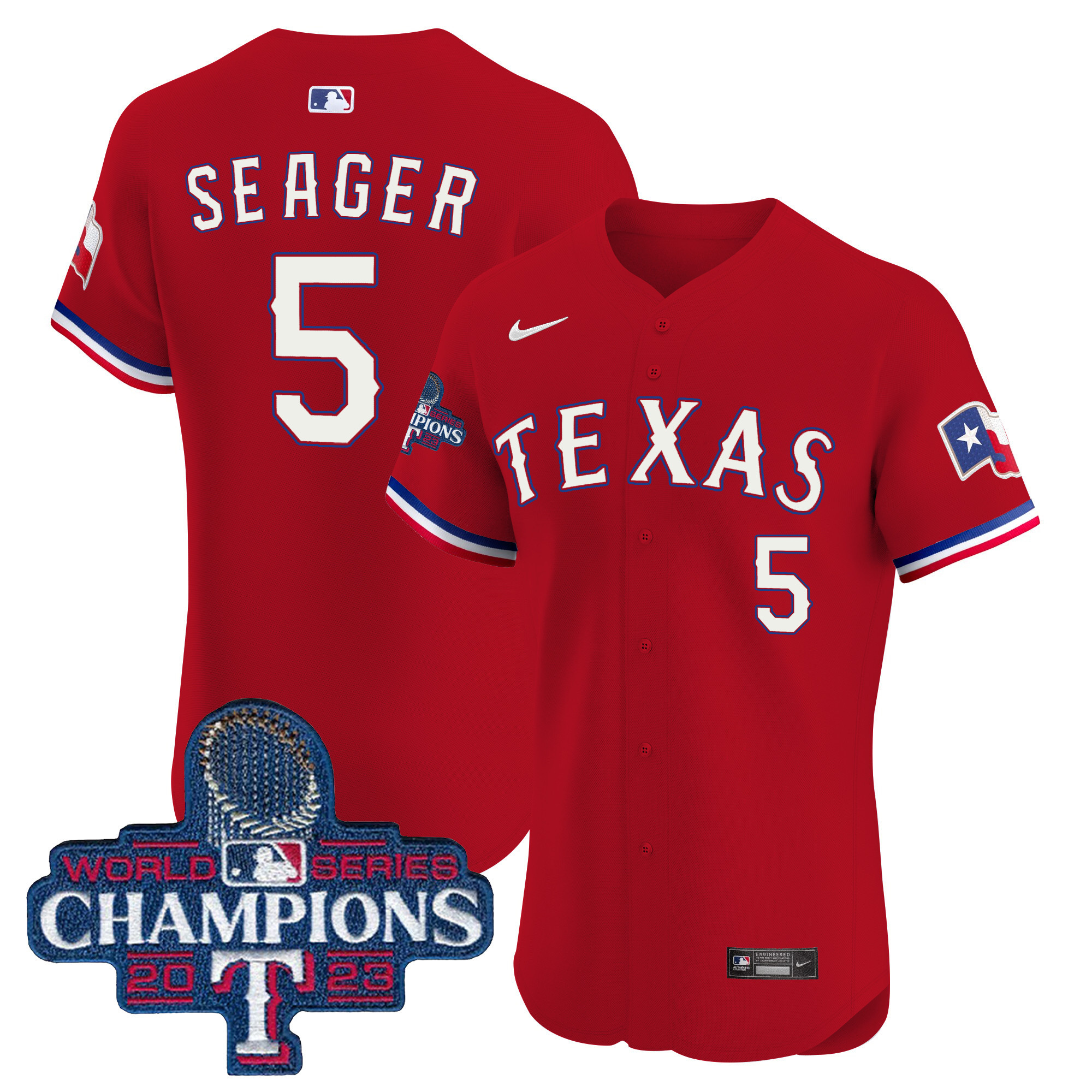 Corey Seager Men's Texas Rangers World Series Champions Vapor Premier Elite Red Jersey - All Stitched