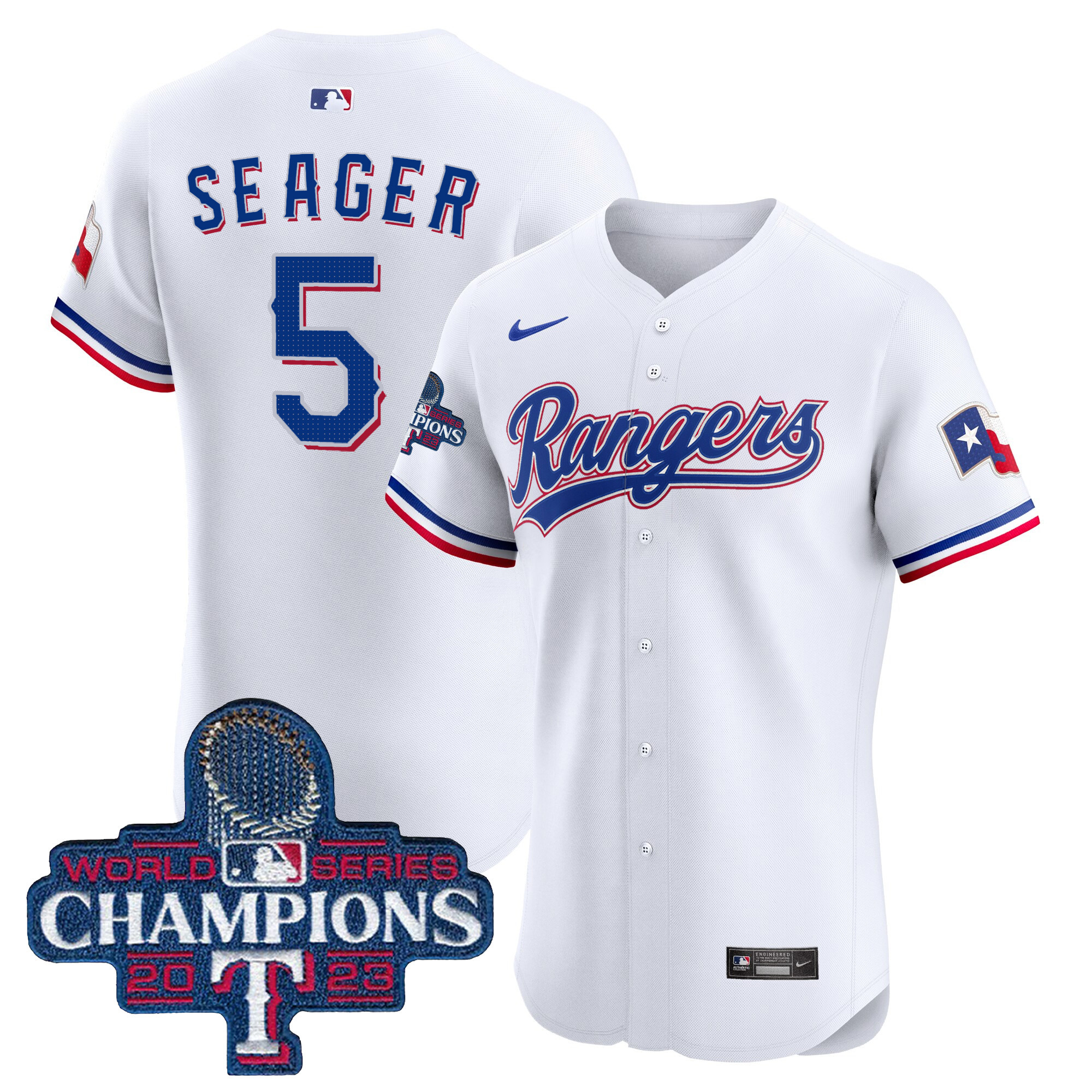 Corey Seager Men's Texas Rangers World Series Champions Vapor Premier Elite White Jersey - All Stitched