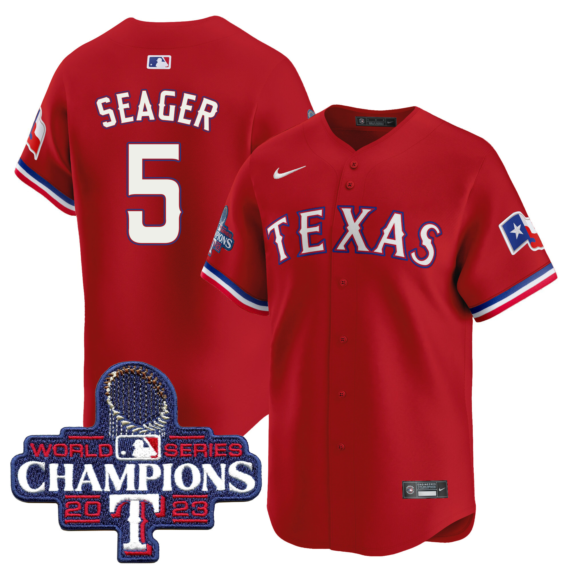 Corey Seager Men's Texas Rangers World Series Champions Vapor Premier Limited Red Jersey - All Stitched