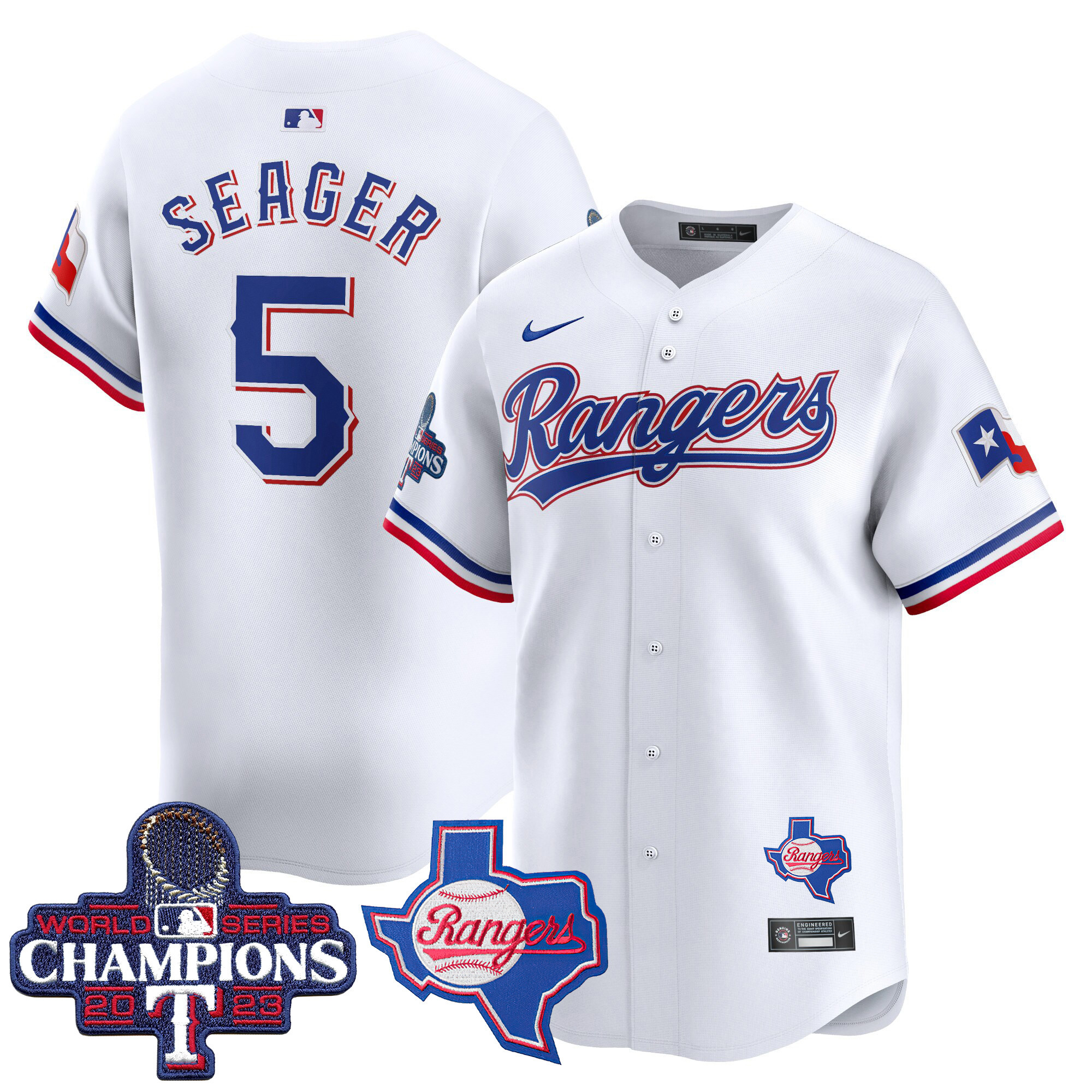 Corey Seager Men's Texas Rangers World Series Champions Vapor Premier Limited V2 White Jersey - All Stitched