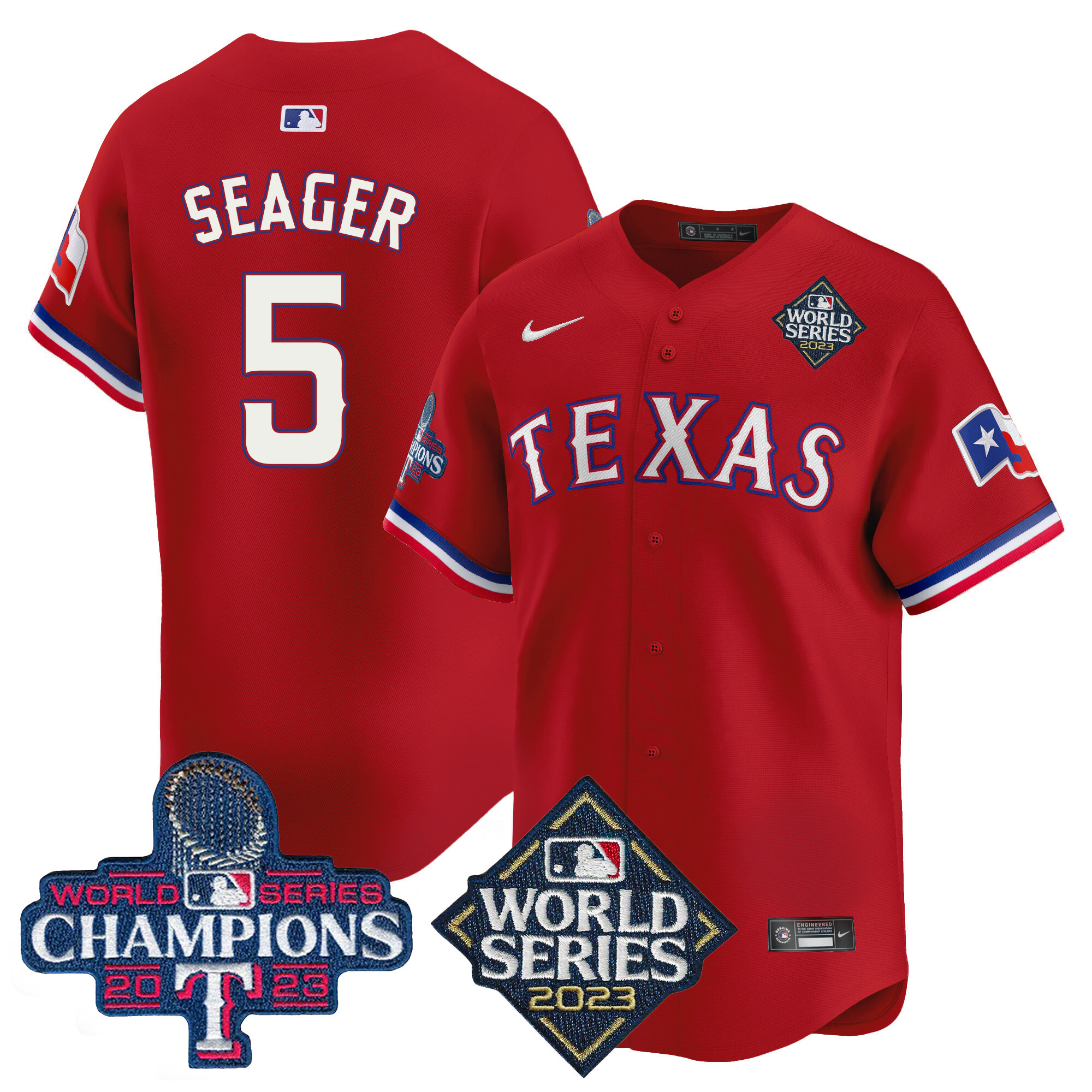 Corey Seager Men's Texas Rangers World Series Champions Vapor Premier Limited V4 Red Jersey - All Stitched