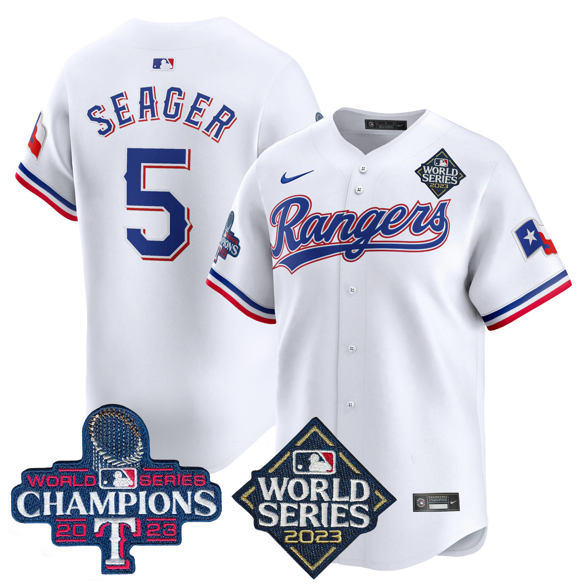 Corey Seager Men's Texas Rangers World Series Champions Vapor Premier Limited V4 White Jersey - All Stitched