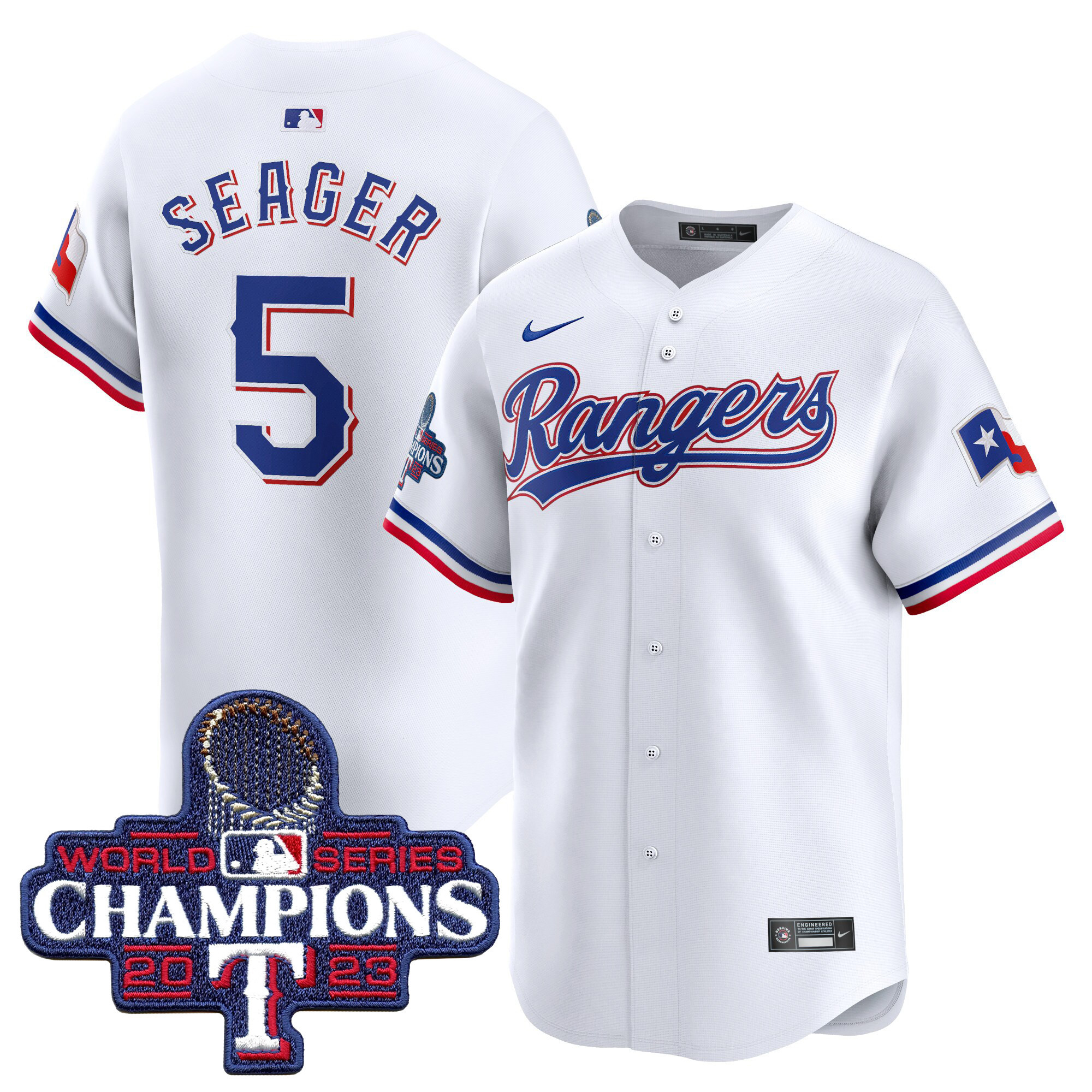 Corey Seager Men's Texas Rangers World Series Champions Vapor Premier Limited White Jersey - All Stitched