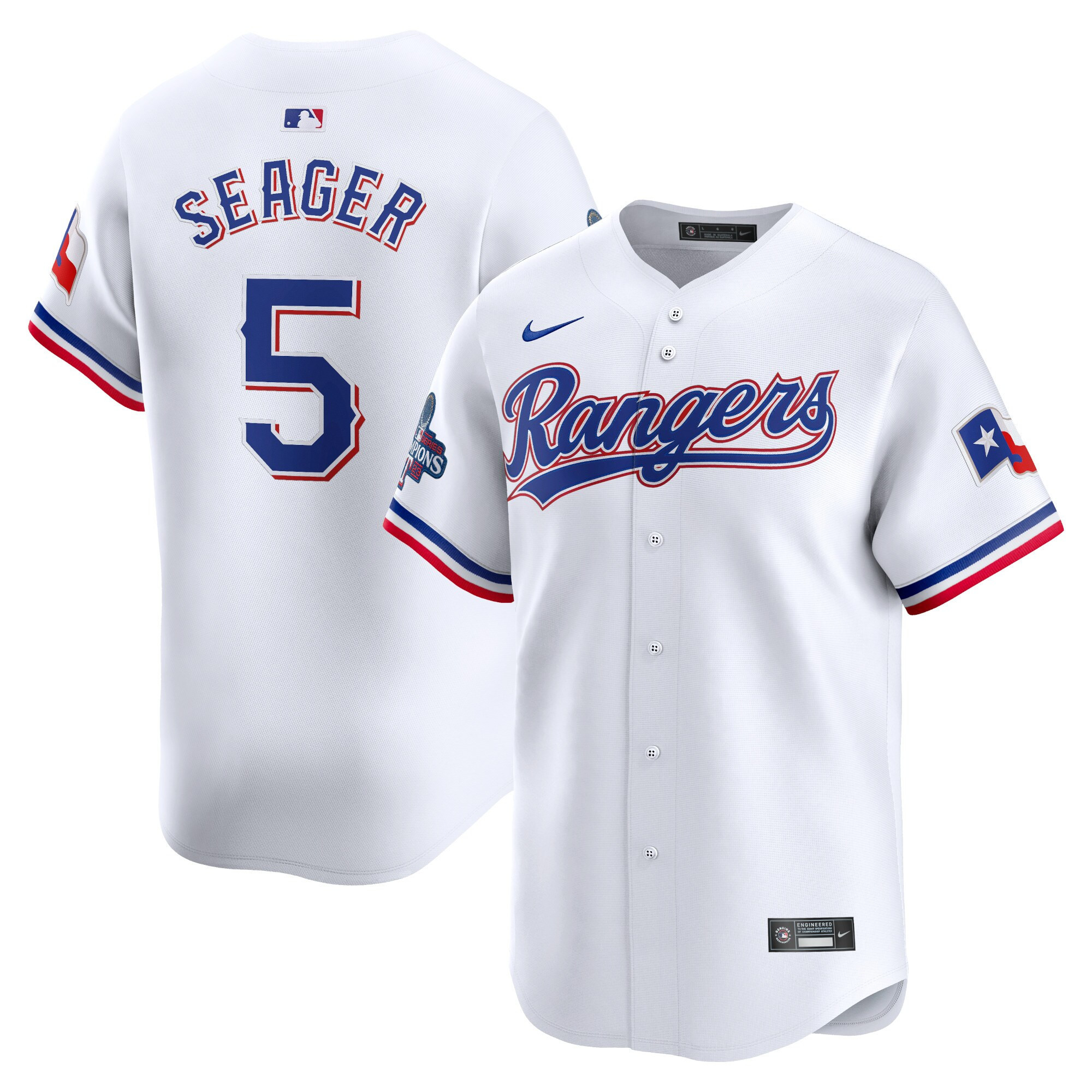 Corey Seager Texas Rangers Home 2023 World Series Champions Limited - White Jersey - All Stitched