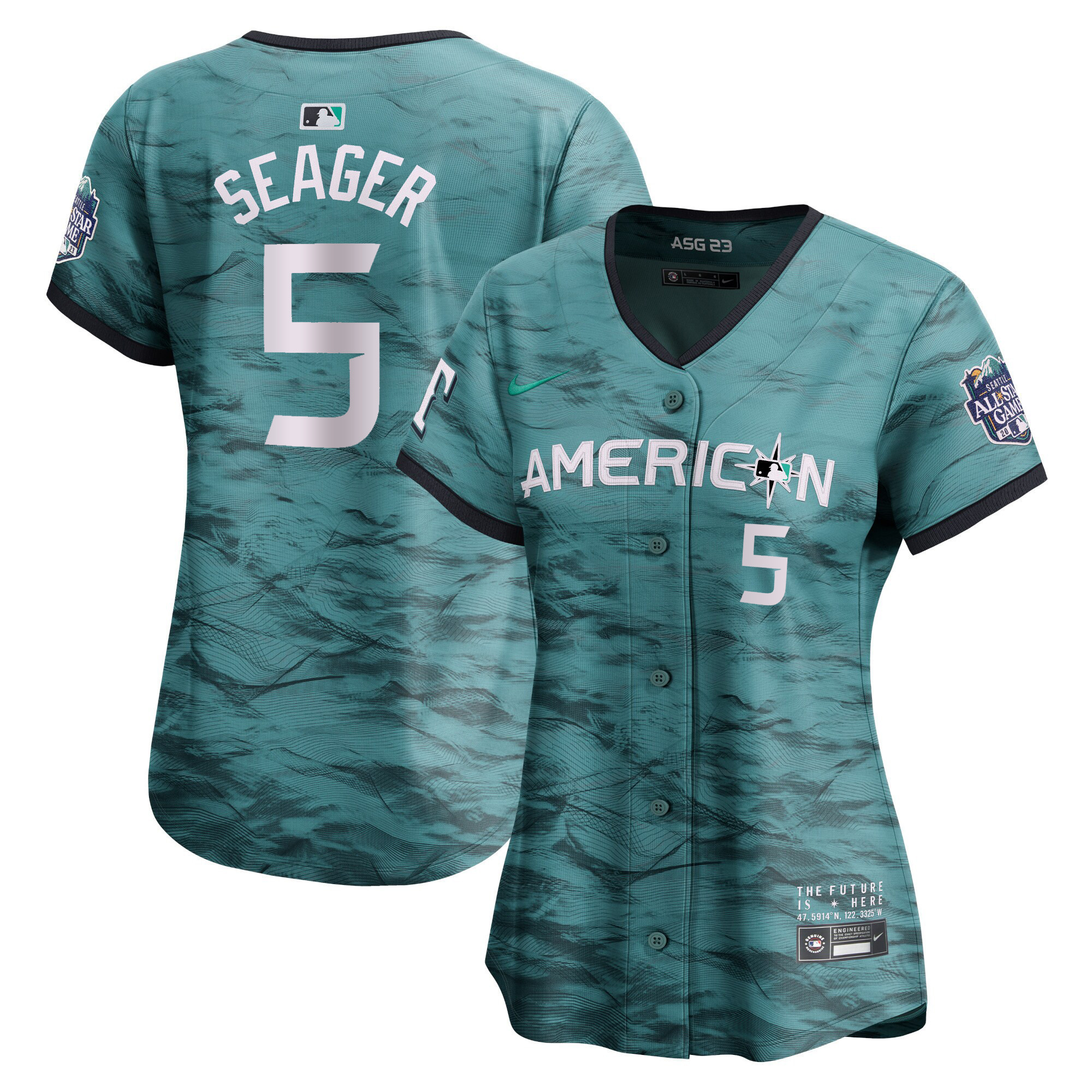Corey Seager Women's Seattle Mariners American League 2023 All-Star Game Teal Royal Jersey - All Stitched
