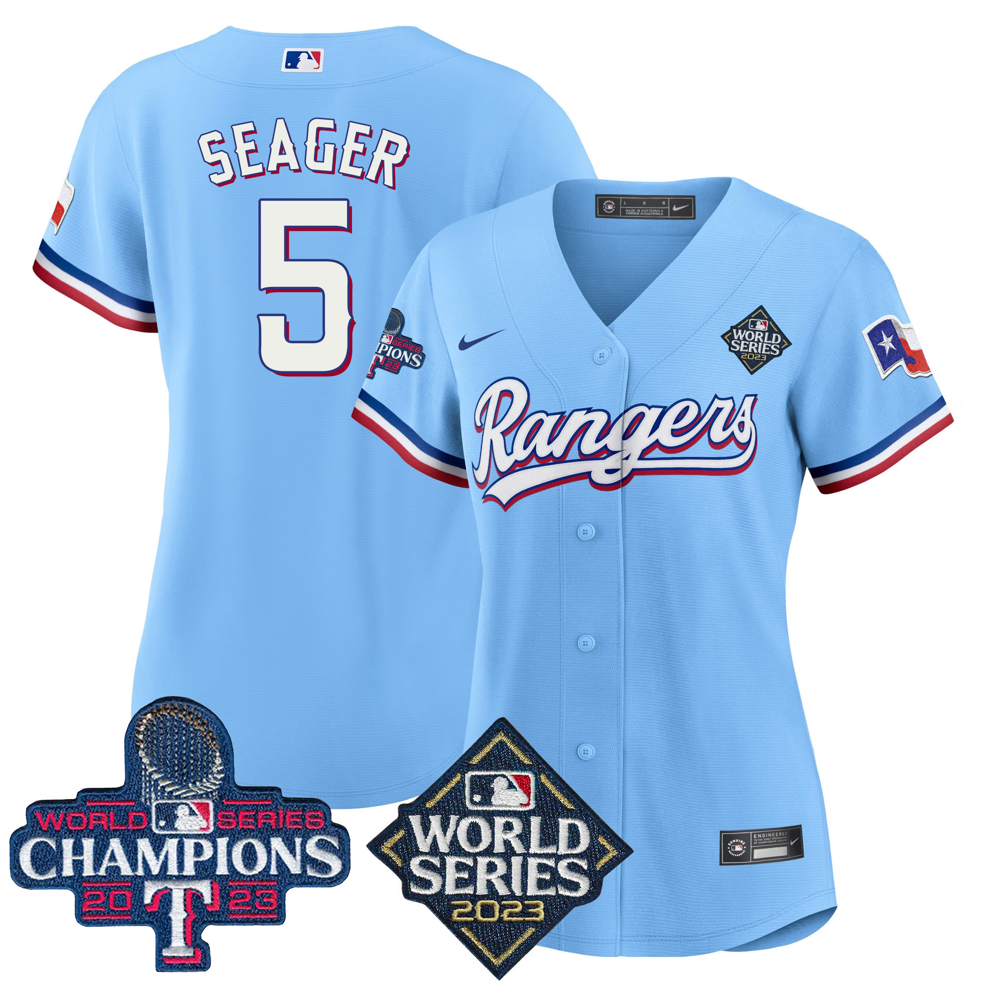 Corey Seager Women's Texas Rangers 2023 World Series Champions Baseball V4 Blue Jersey - All Stitched