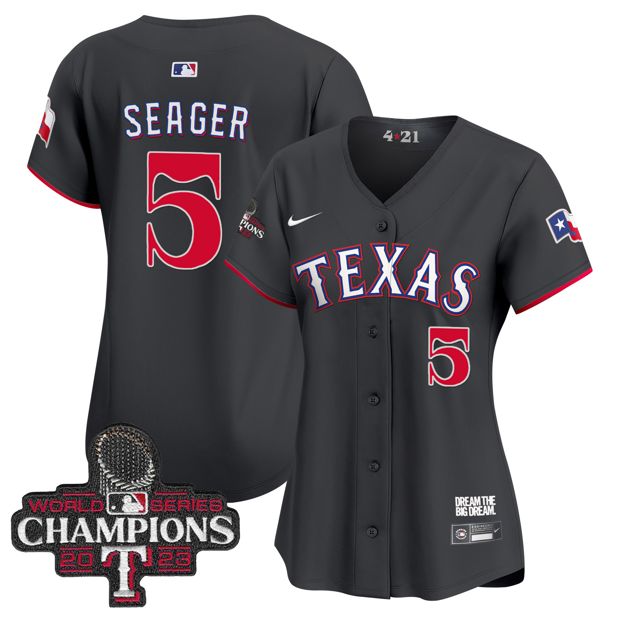 Corey Seager Women's Texas Rangers 2023 World Series Champions City Connect Vapor Premier Limited Black Jersey - All Stitched