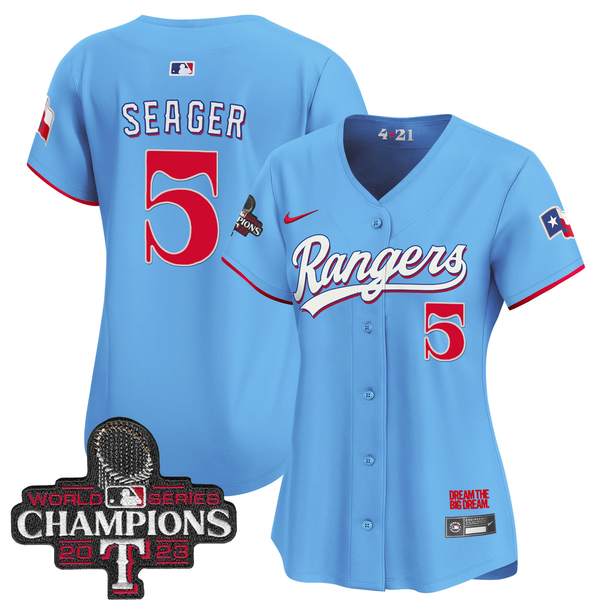 Corey Seager Women's Texas Rangers 2023 World Series Champions City Connect Vapor Premier Limited Blue Jersey - All Stitched