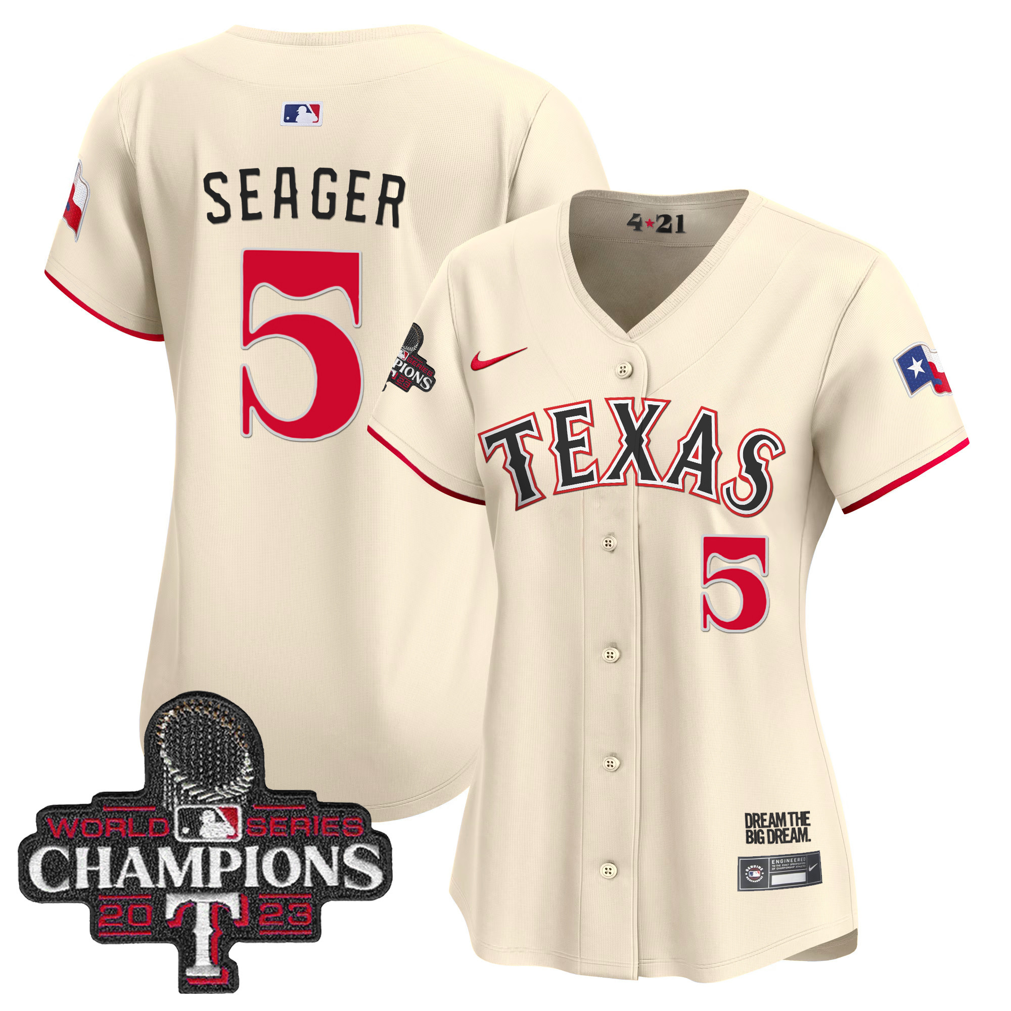 Corey Seager Women's Texas Rangers 2023 World Series Champions City Connect Vapor Premier Limited Cream Jersey - All Stitched