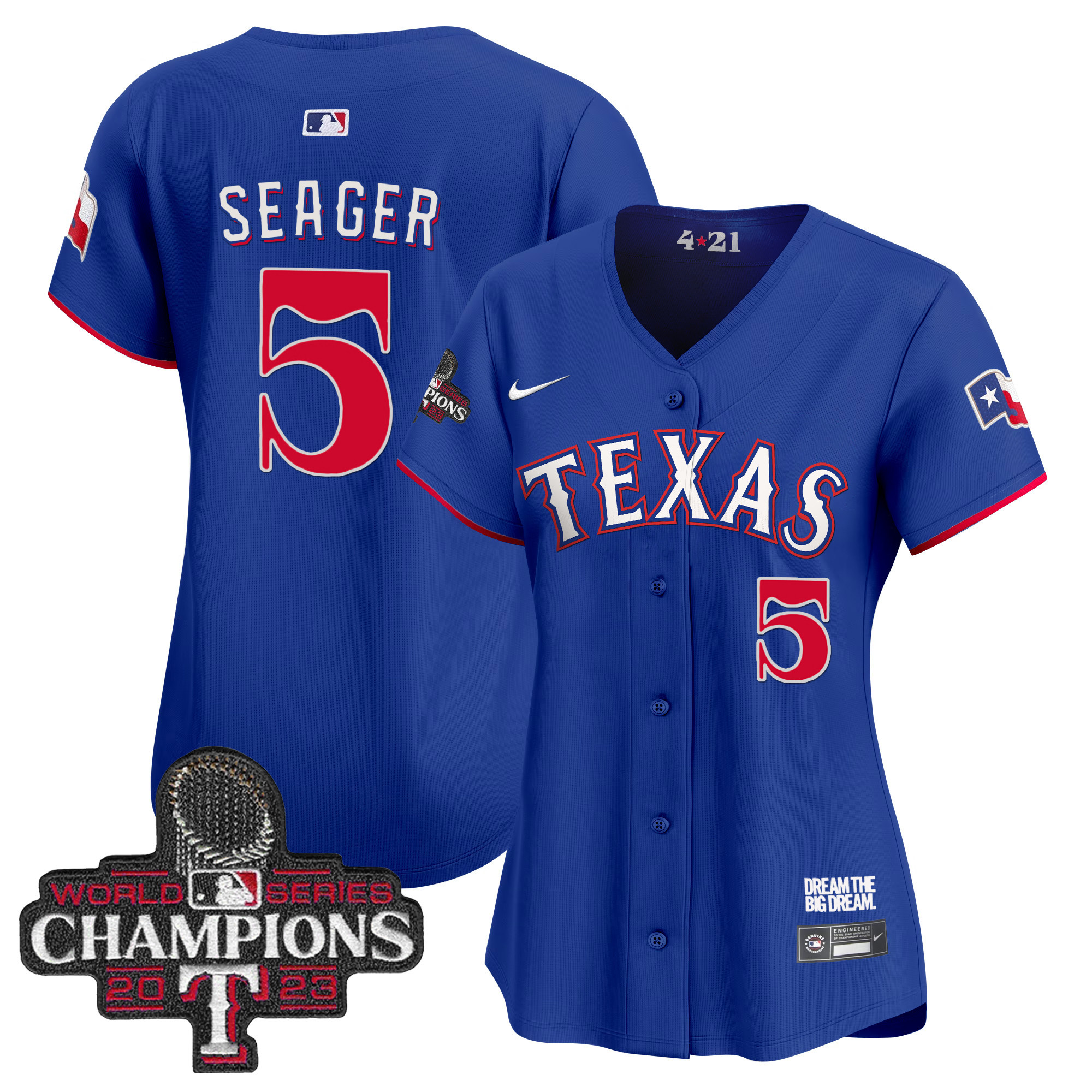Corey Seager Women's Texas Rangers 2023 World Series Champions City Connect Vapor Premier Limited Royal Jersey - All Stitched