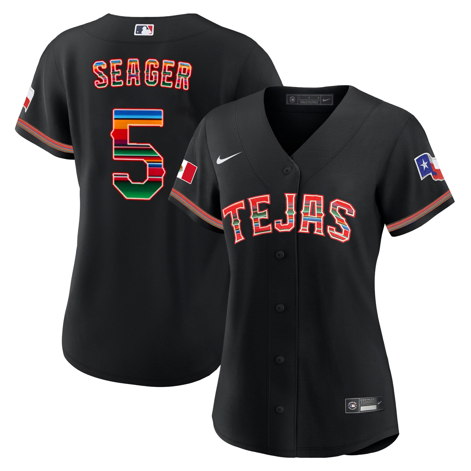 Corey Seager Women's Texas Rangers Mexican Black Jersey - All Stitched