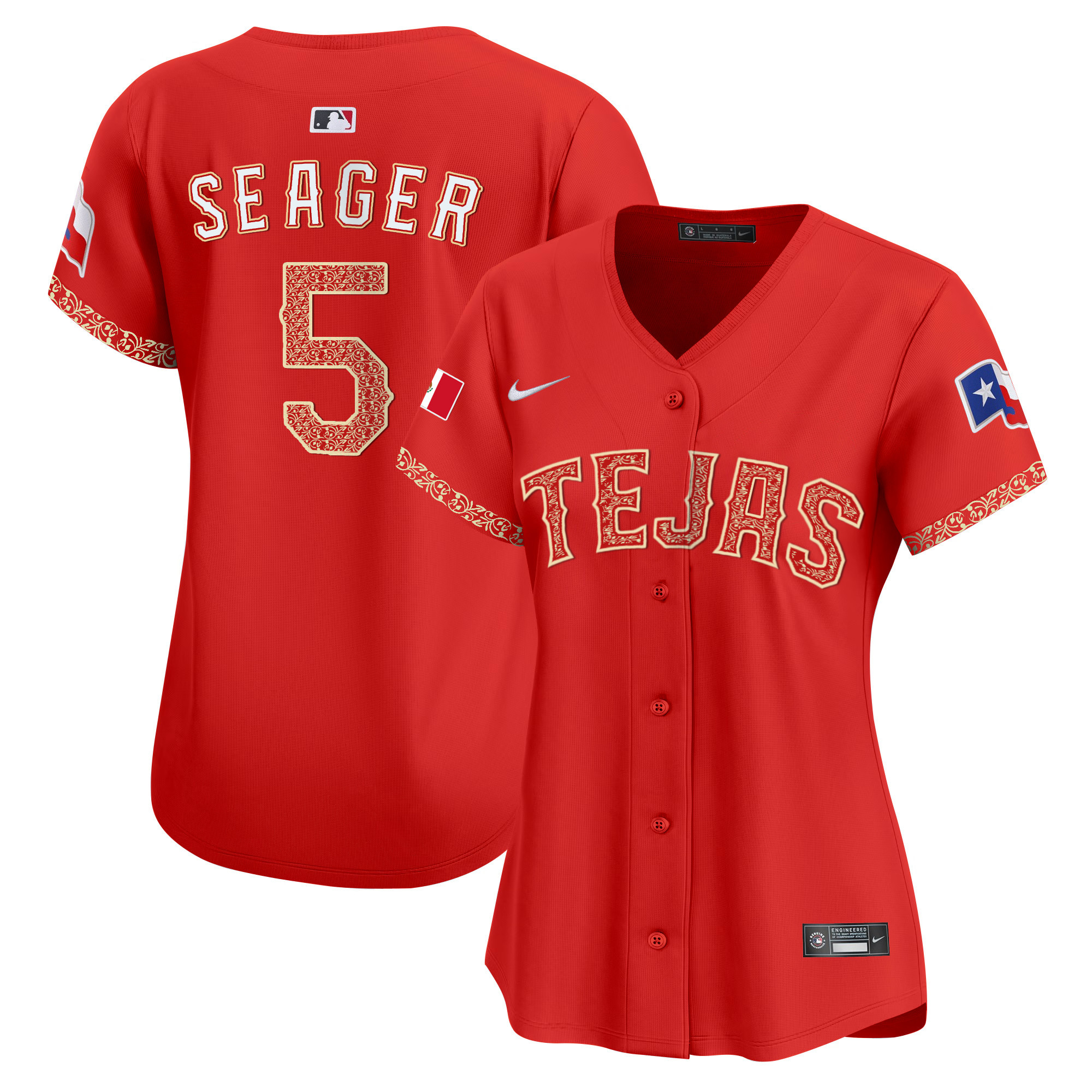 Corey Seager Women's Texas Rangers Mexico Vapor Premier Limited Red Jersey - All Stitched