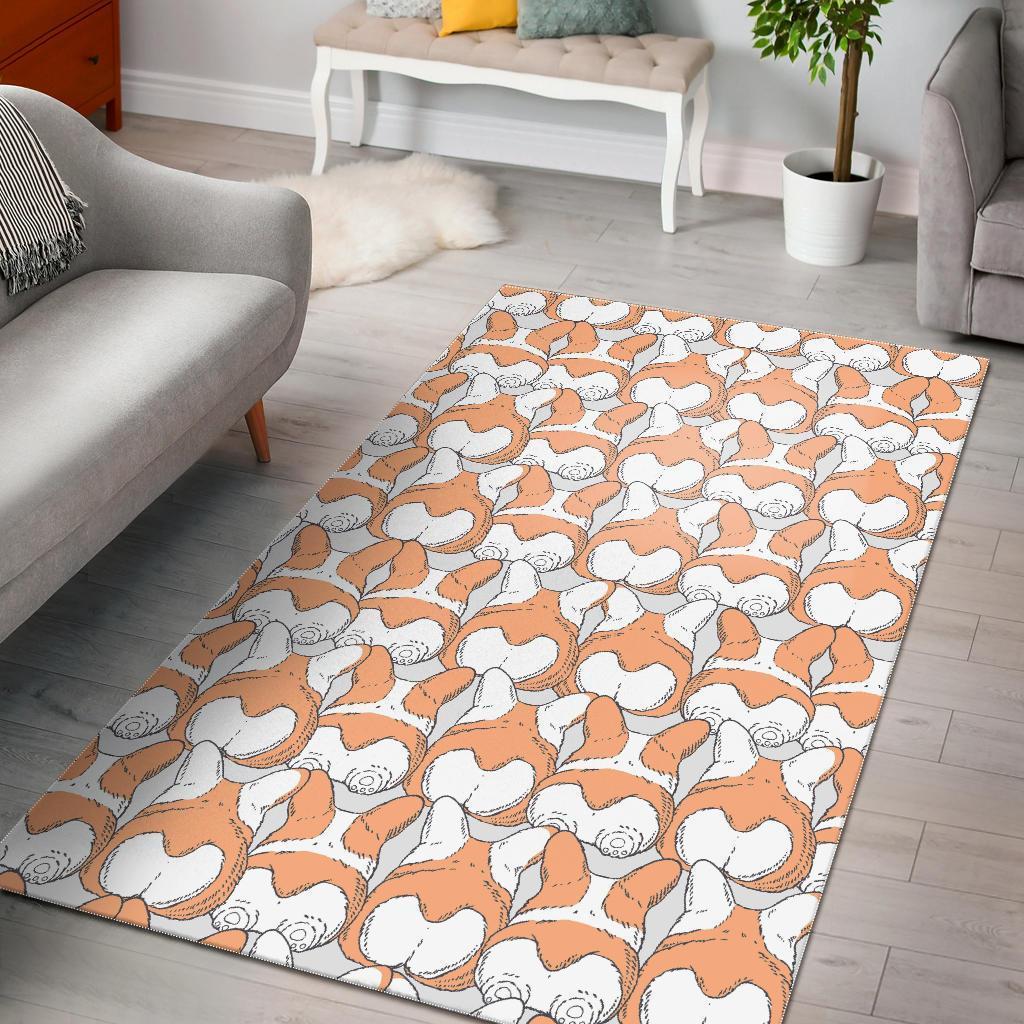 Corgi Butt Pattern Print Area Limited Edition Rectangle Rug