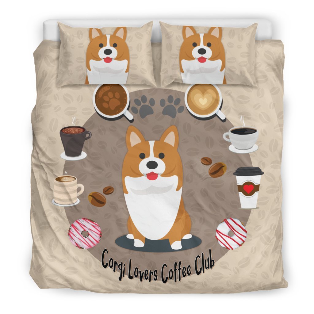 Corgi Lovers Coffee Club With Corgis 3D Customized Duvet Cover Bedding Set