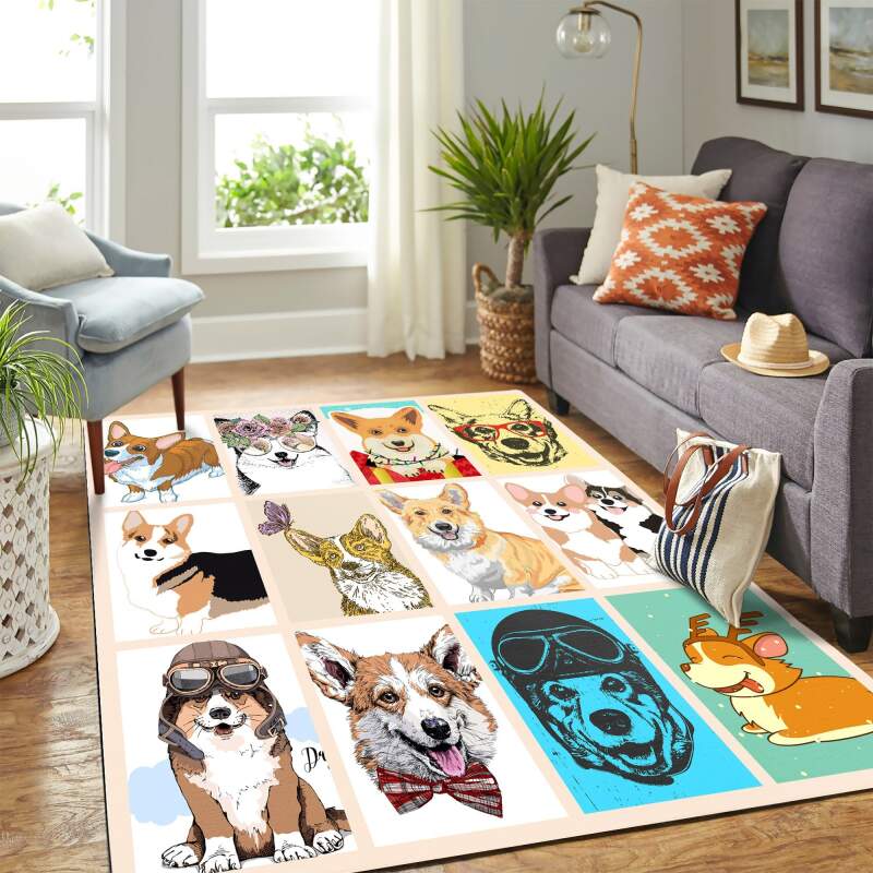 Corgi Quilt Mk Carpet Area Rectangle Rug