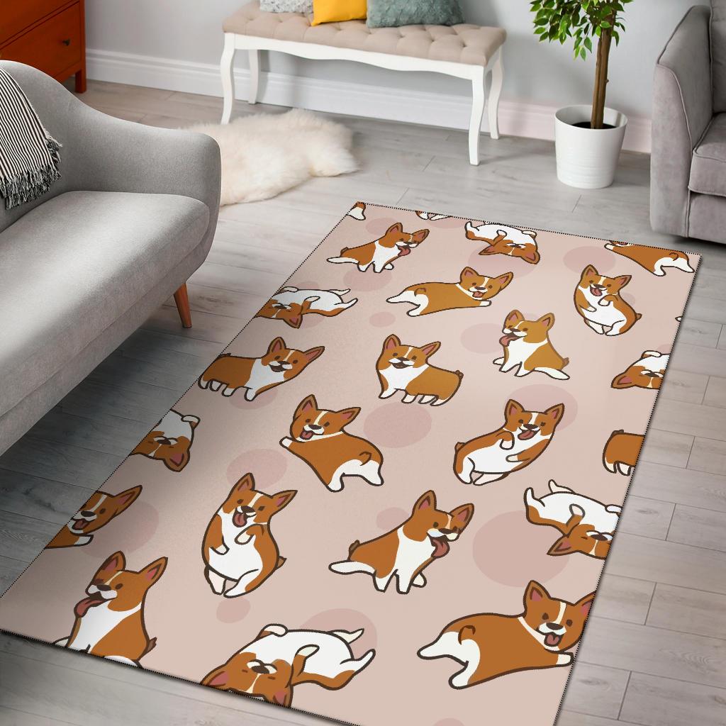 Corgis Pattern Dog Area Rectangle Rug