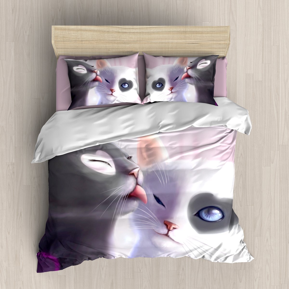 Couple Cat 3D Customized Duvet Cover Bedding Set