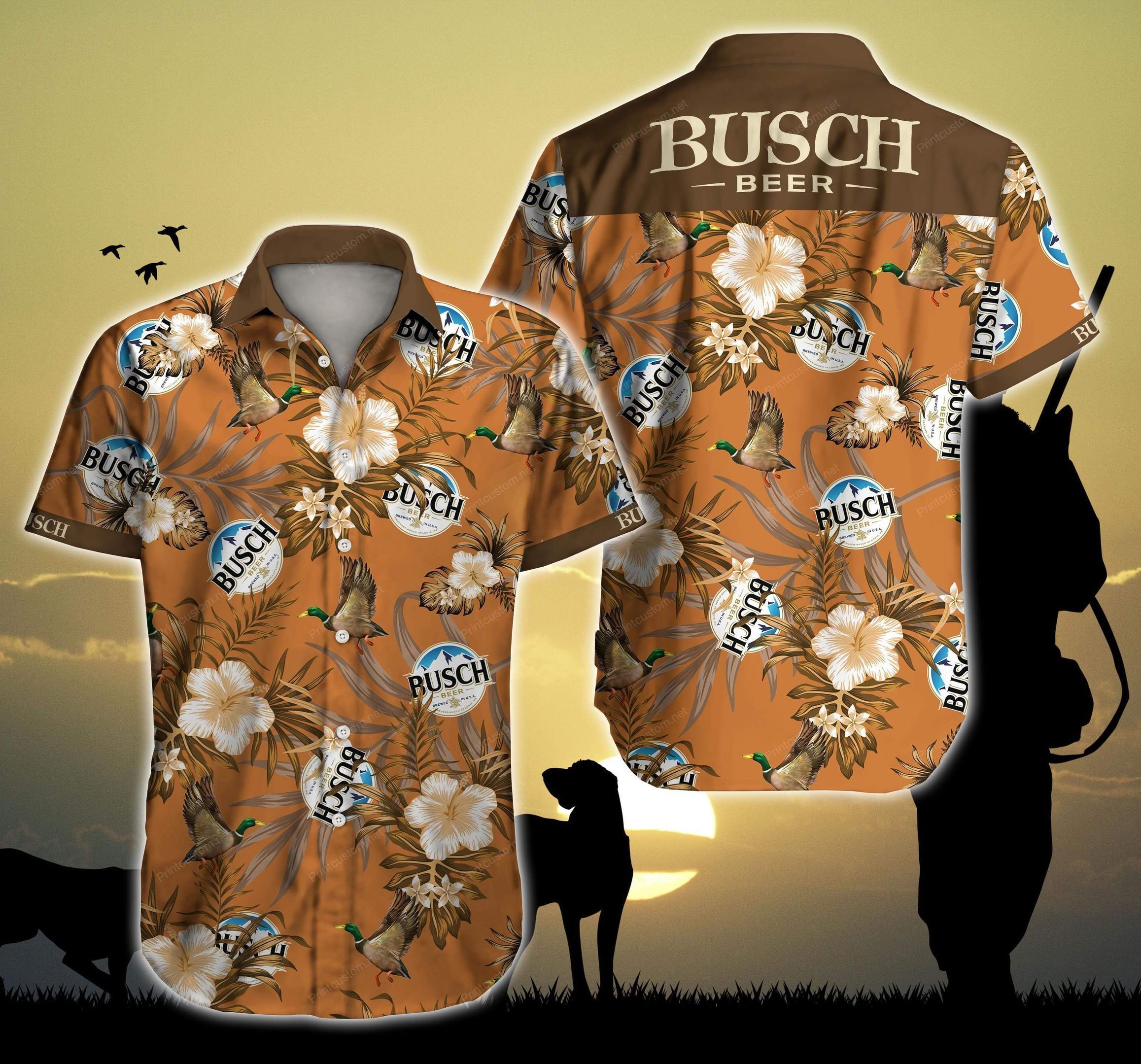 Cover Your Body With Amazing Duck With Busch Light Hawaiian Aloha Shirts V