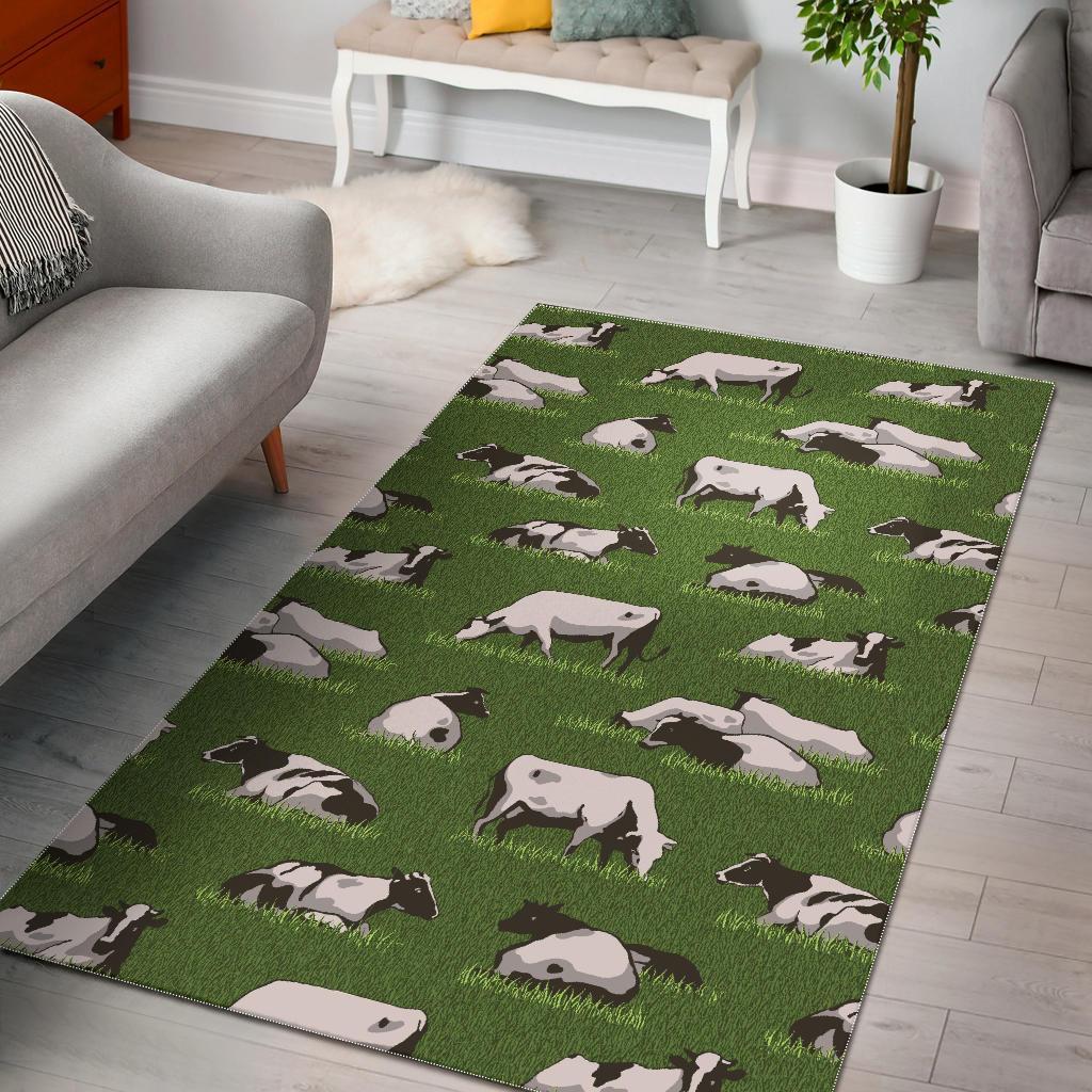 Cow Farm Pattern Print Area Limited Edition Rectangle Rug