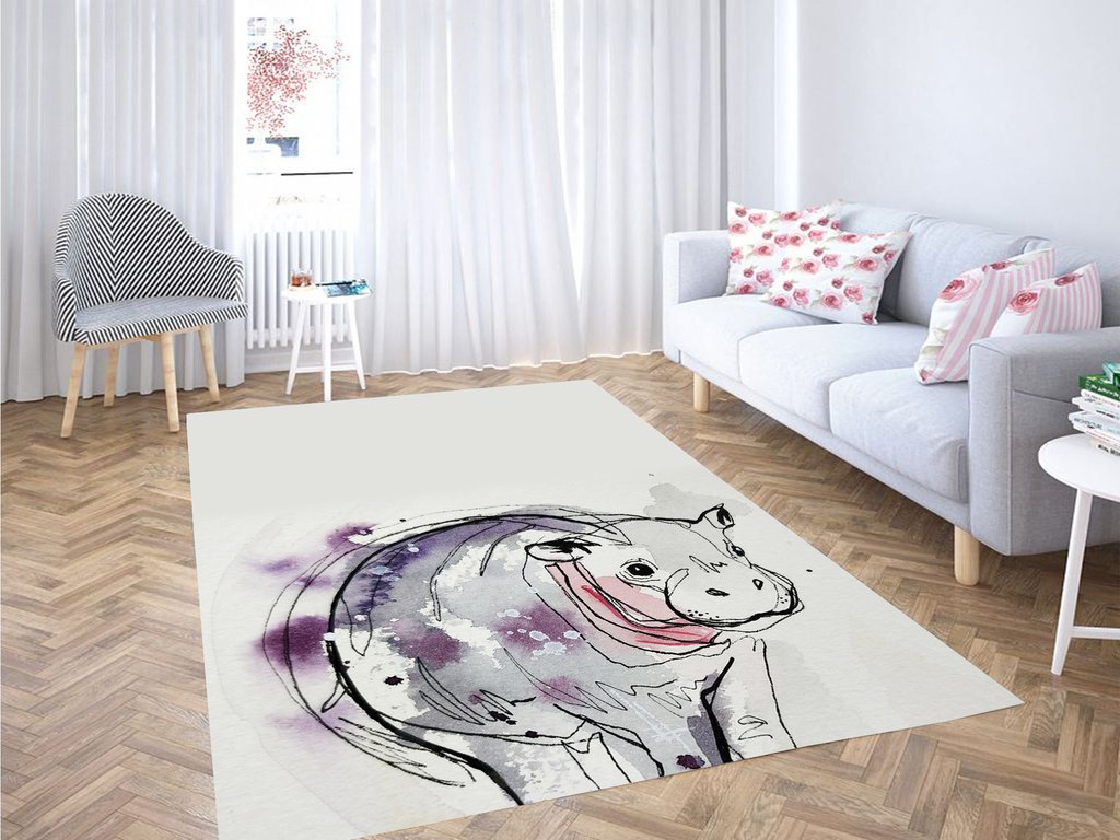 Cow Line Purple Living Room Modern Carpet Rectangle Rug