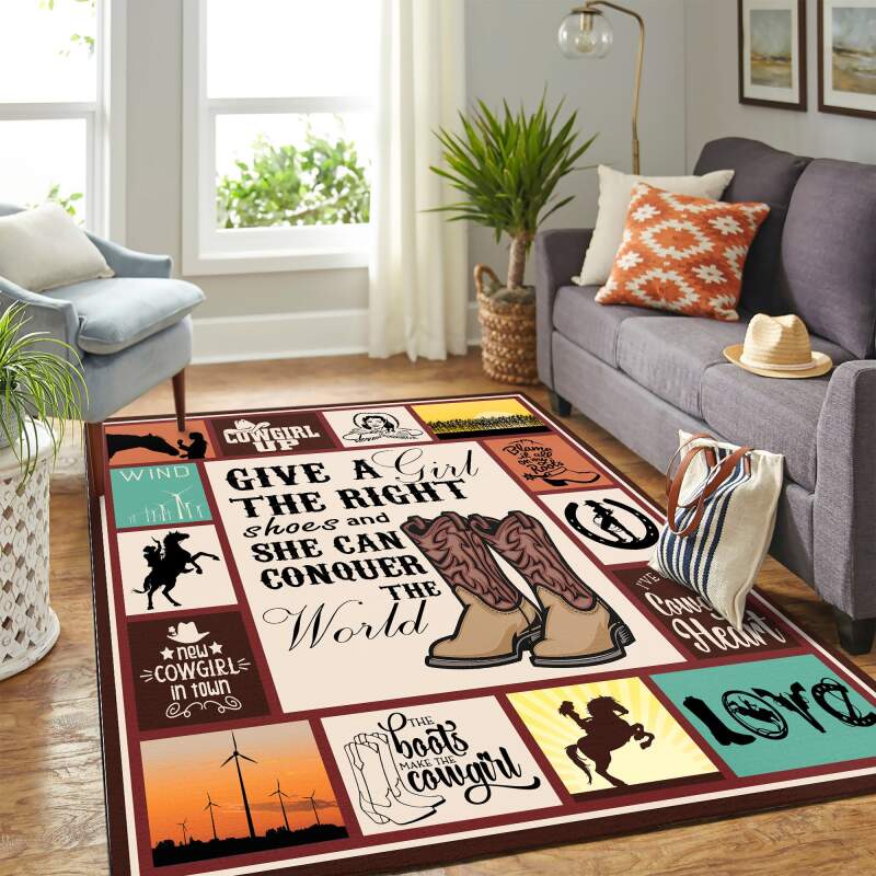 Cowboy Cowgirl Horse Quilt Mk Carpet Area Rectangle Rug