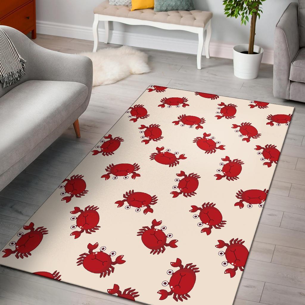 Crab Cartoon Pattern Print Area Limited Edition Rectangle Rug