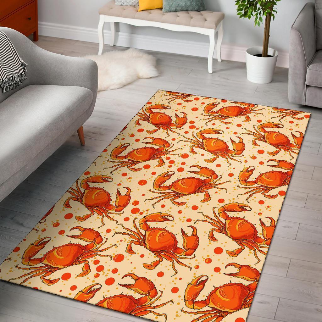 Crab Print Pattern Area Limited Edition Rectangle Rug